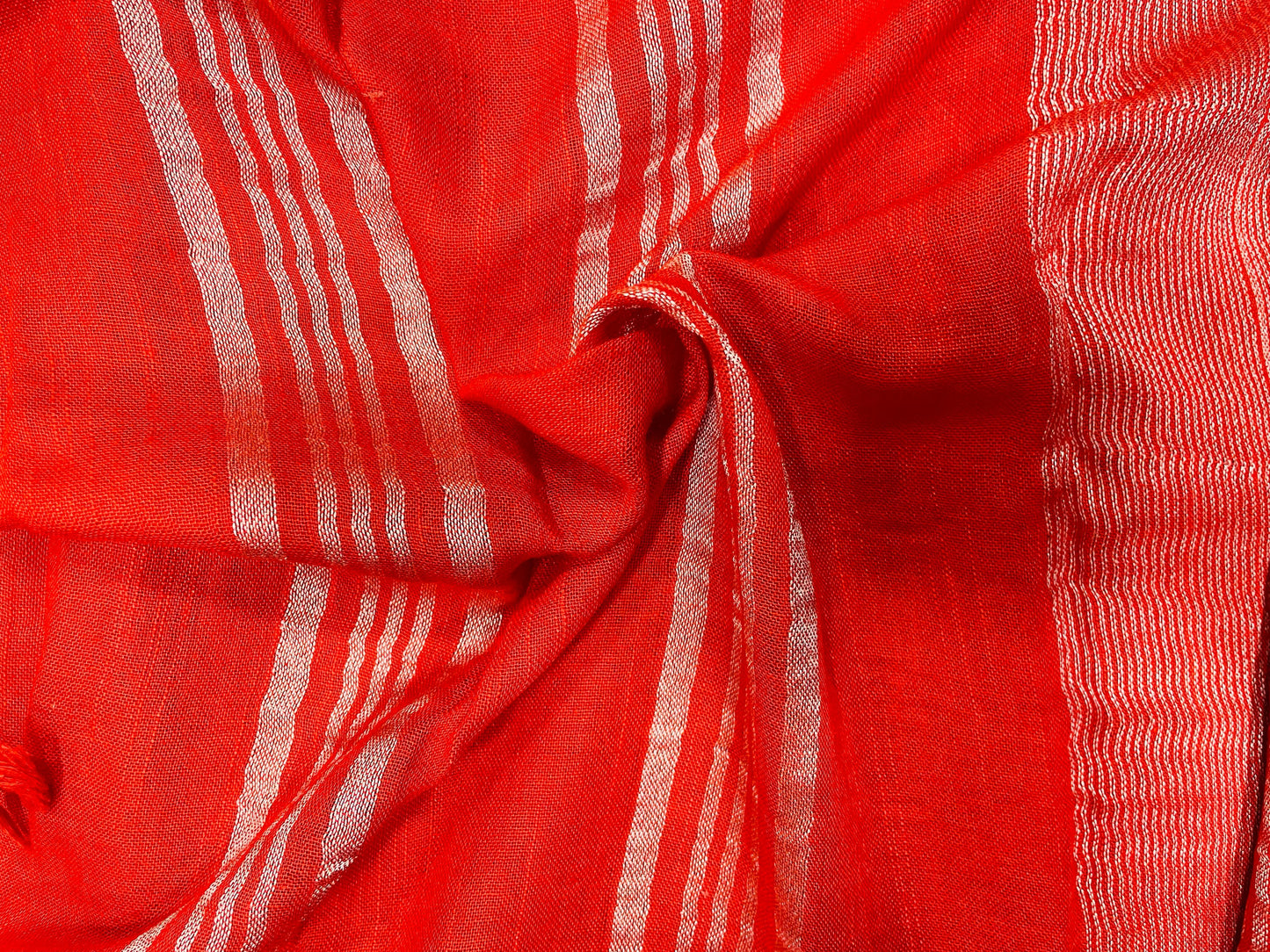 Soft Organic Linen Cotton Saree (RED)