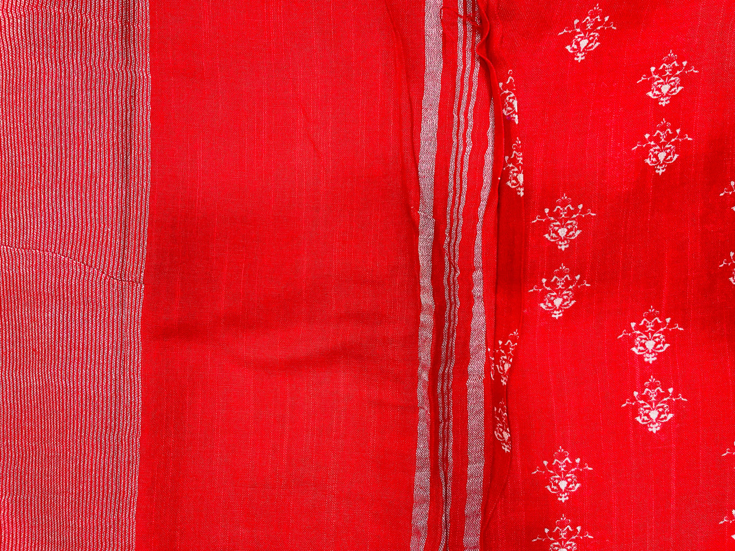 Soft Organic Linen Cotton Saree (RED)