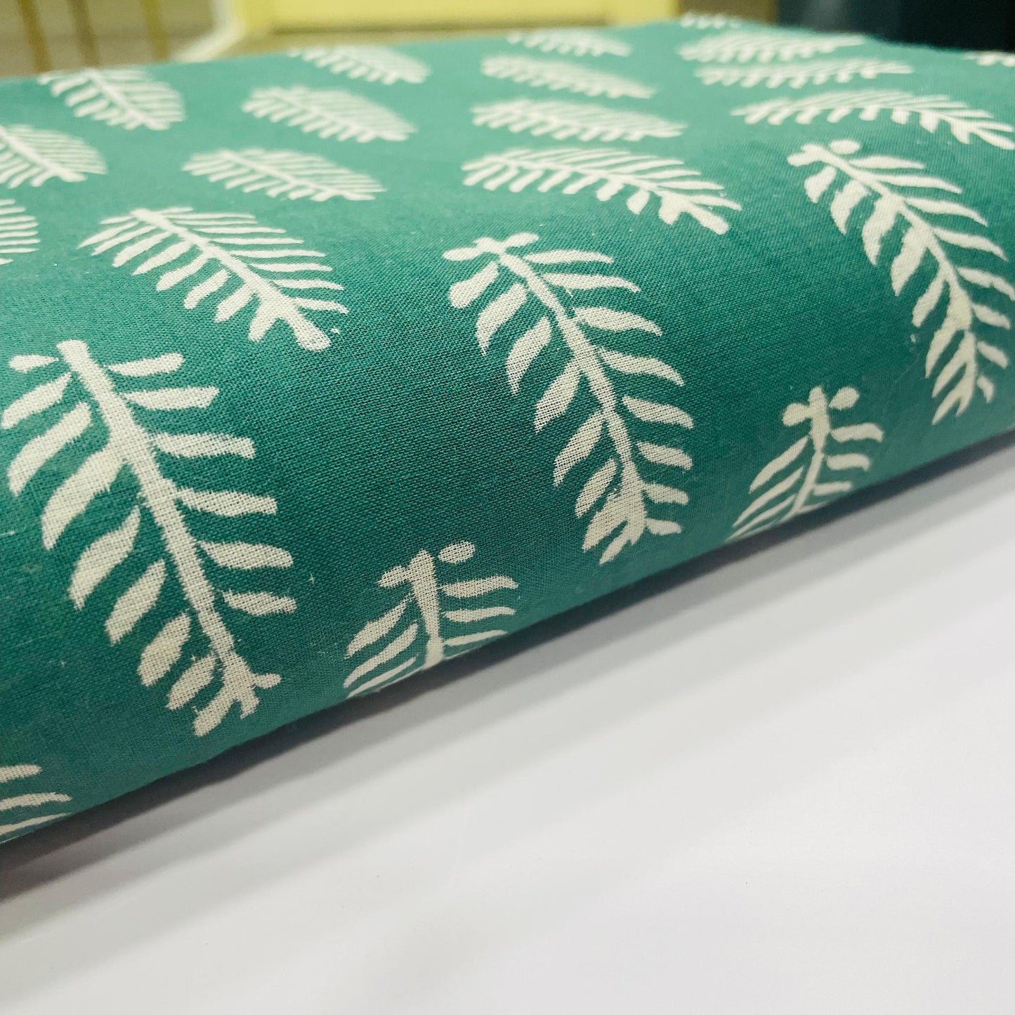 Soft Handblock Printed Cotton Saree (DARK GREEN)