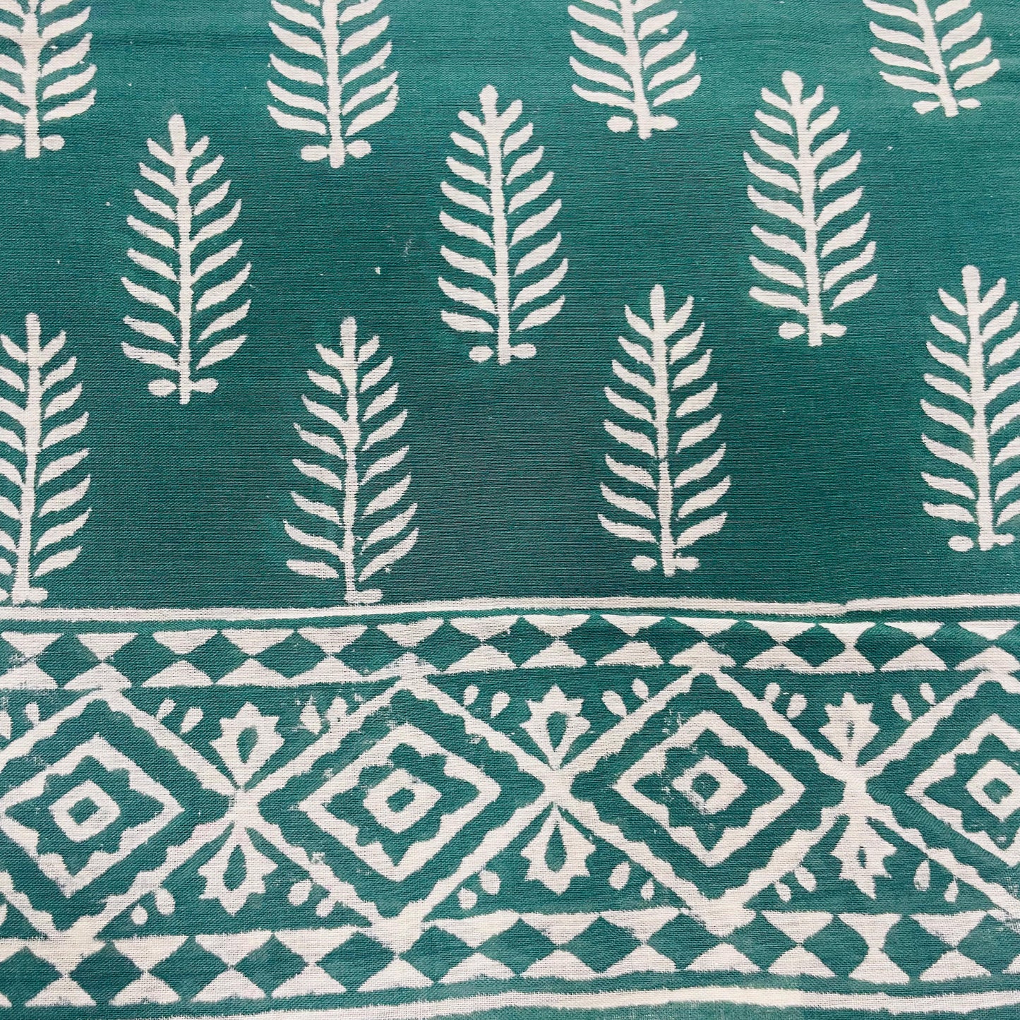 Soft Handblock Printed Cotton Saree (DARK GREEN)