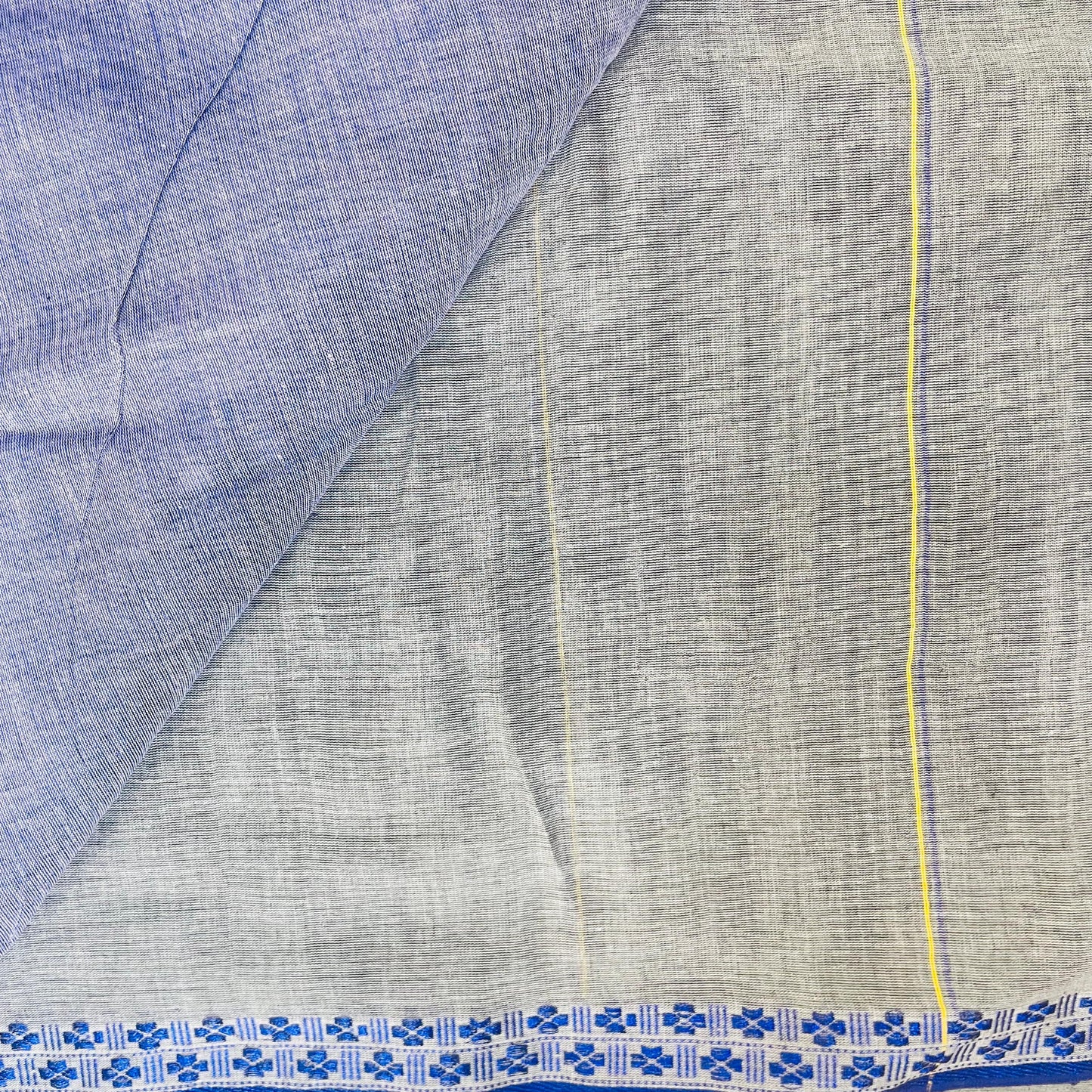 Bengal Cotton Handloom Mulmul Saree with Dual Colour Borders (GREY)