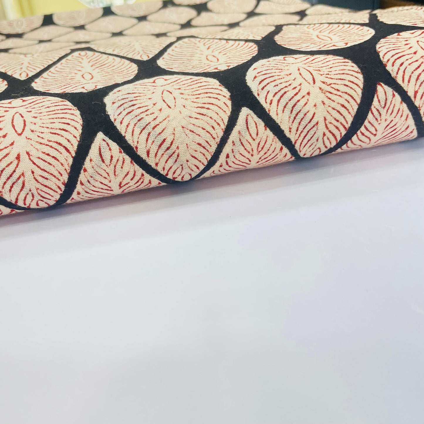 Soft Bagru Handblock printed Mulmul Cotton saree (BLACK & OFF WHITE)