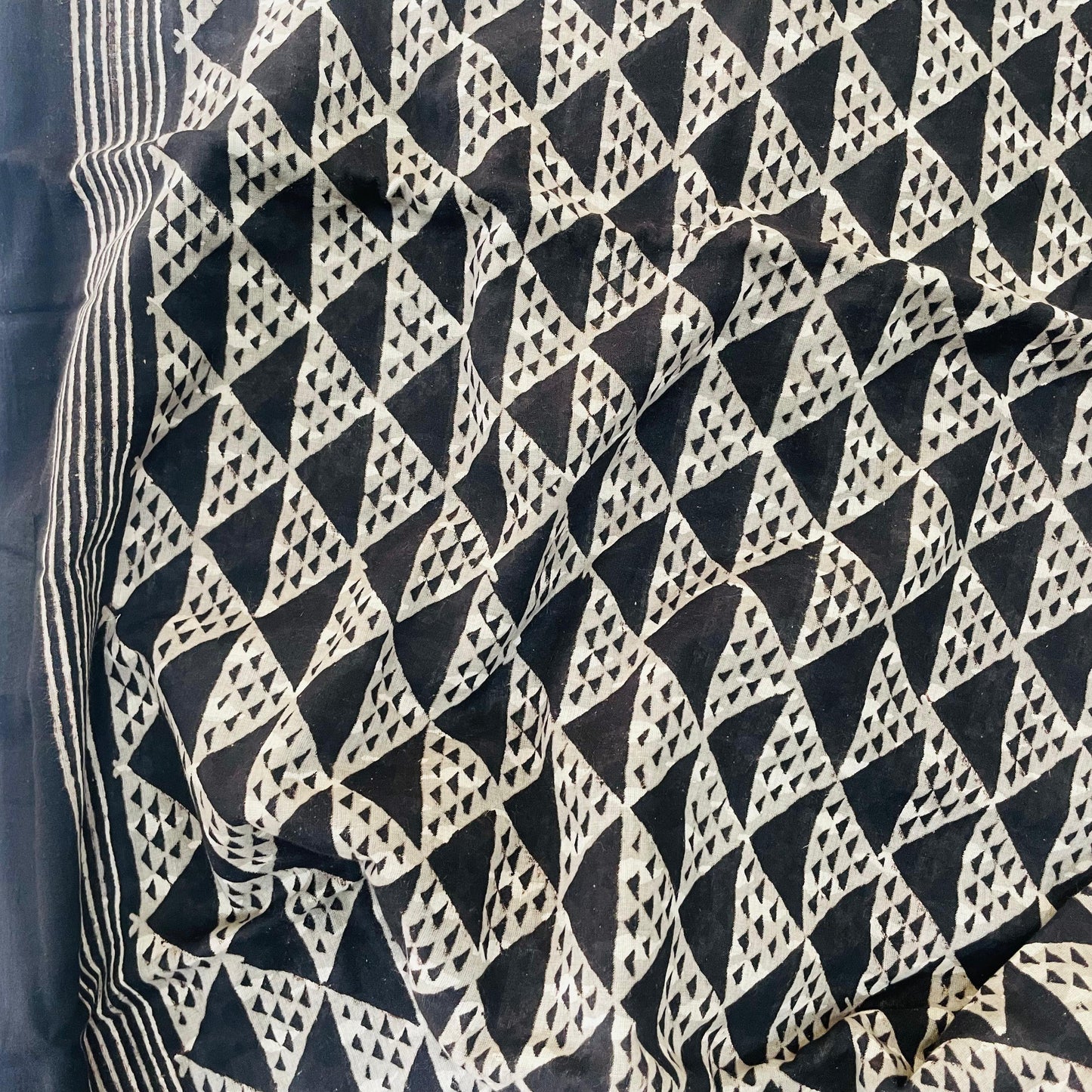 Soft Bagru Handblock printed Mulmul Cotton saree (DARK BROWN)
