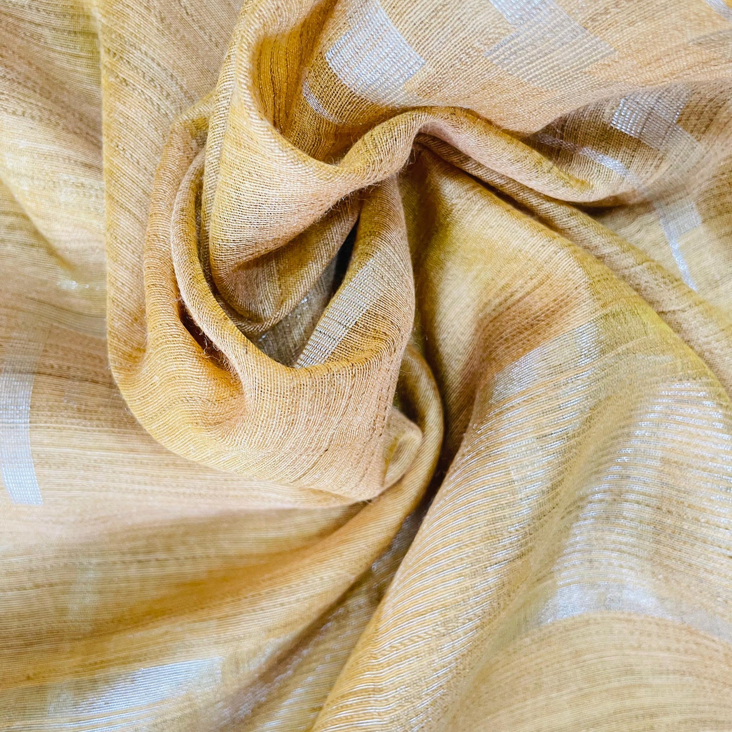 Semi Tussar Cotton Saree (MUSTARD)