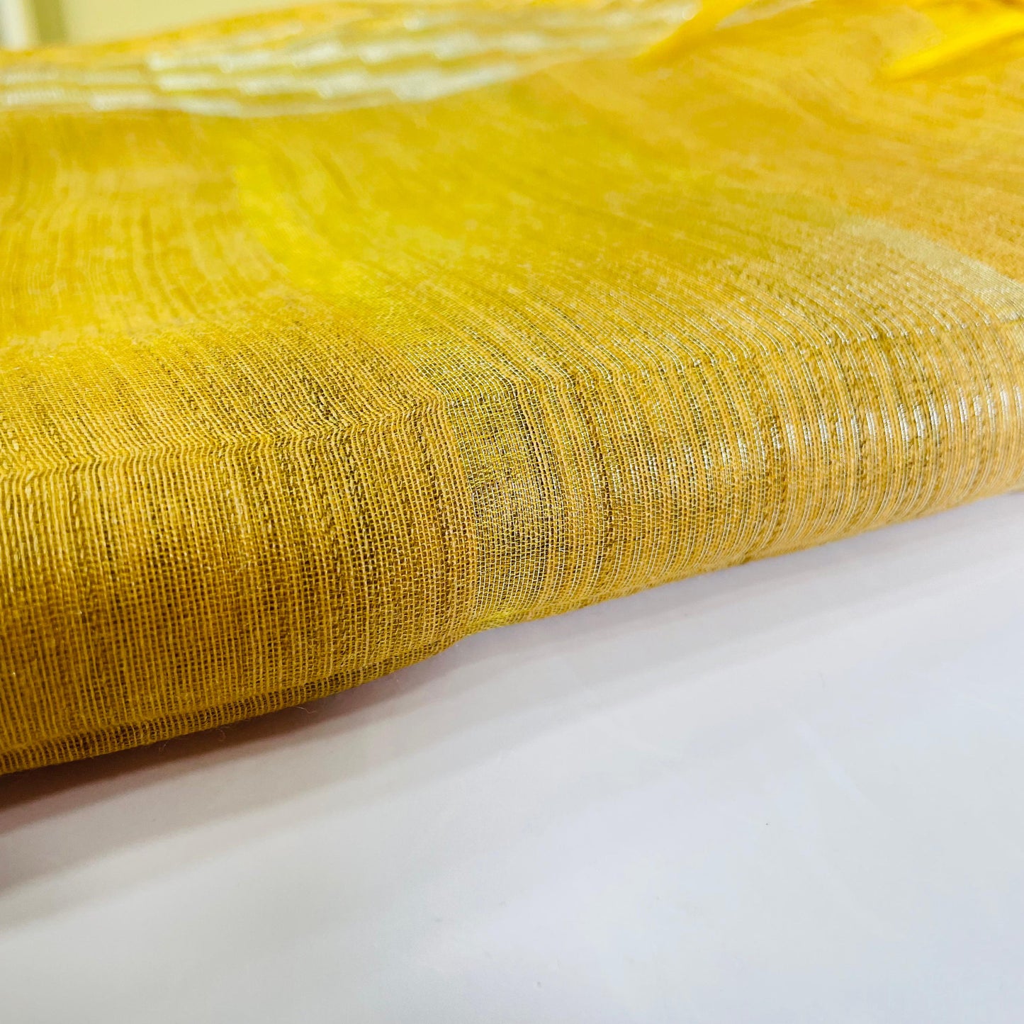 Semi Tussar Cotton Saree (MUSTARD)