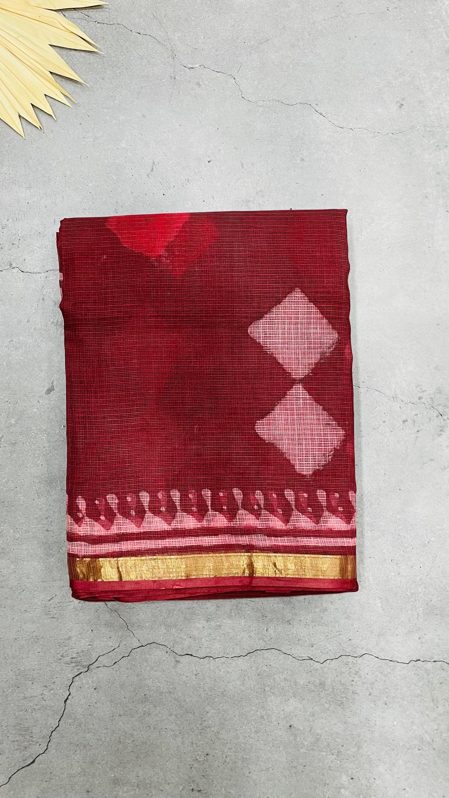 Kota Saree with Handblock Print (MAROON)