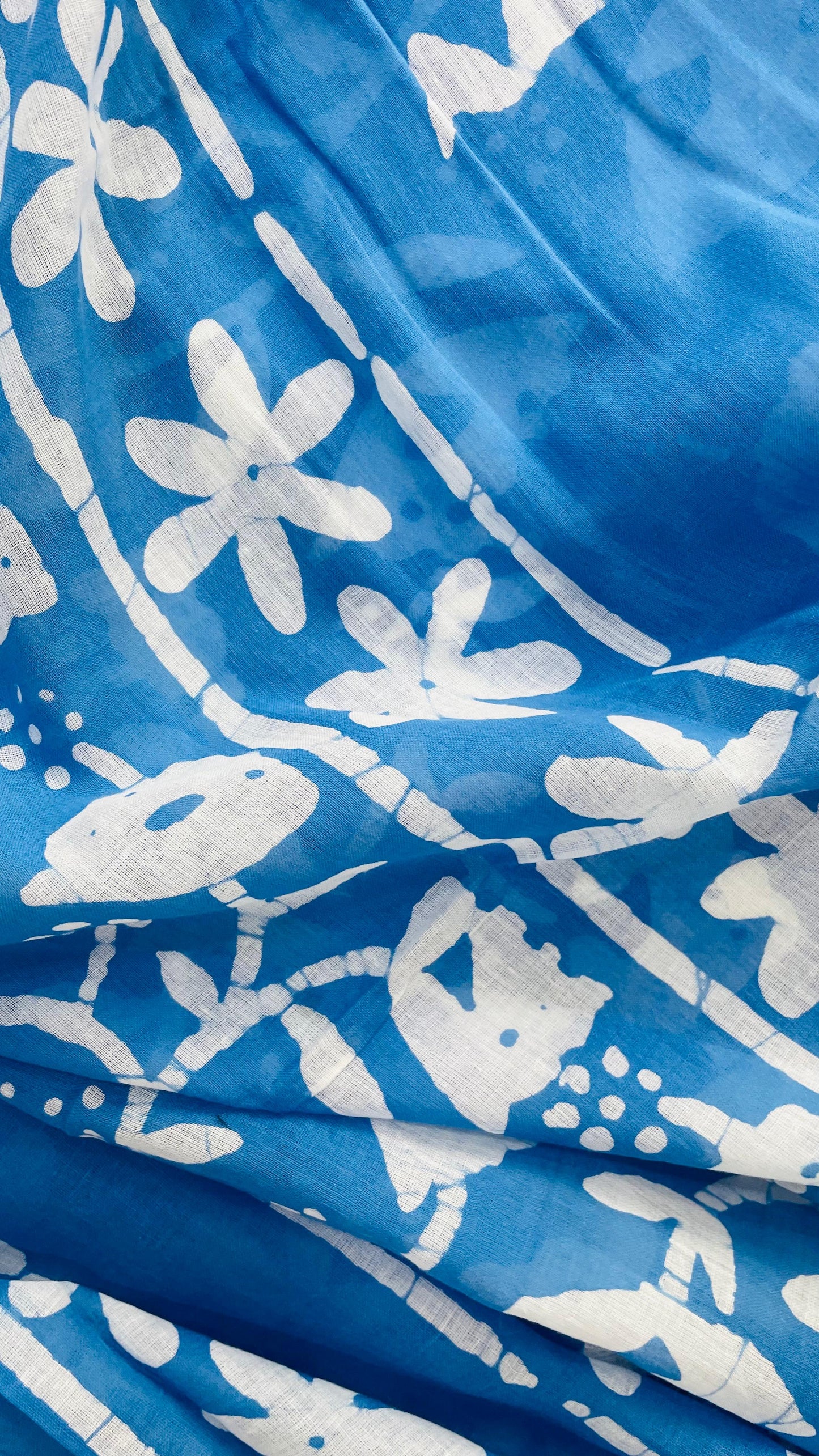 Soft Handblock Printed Cotton Salwar Suit with Mulmul Dupatta (BLUE)