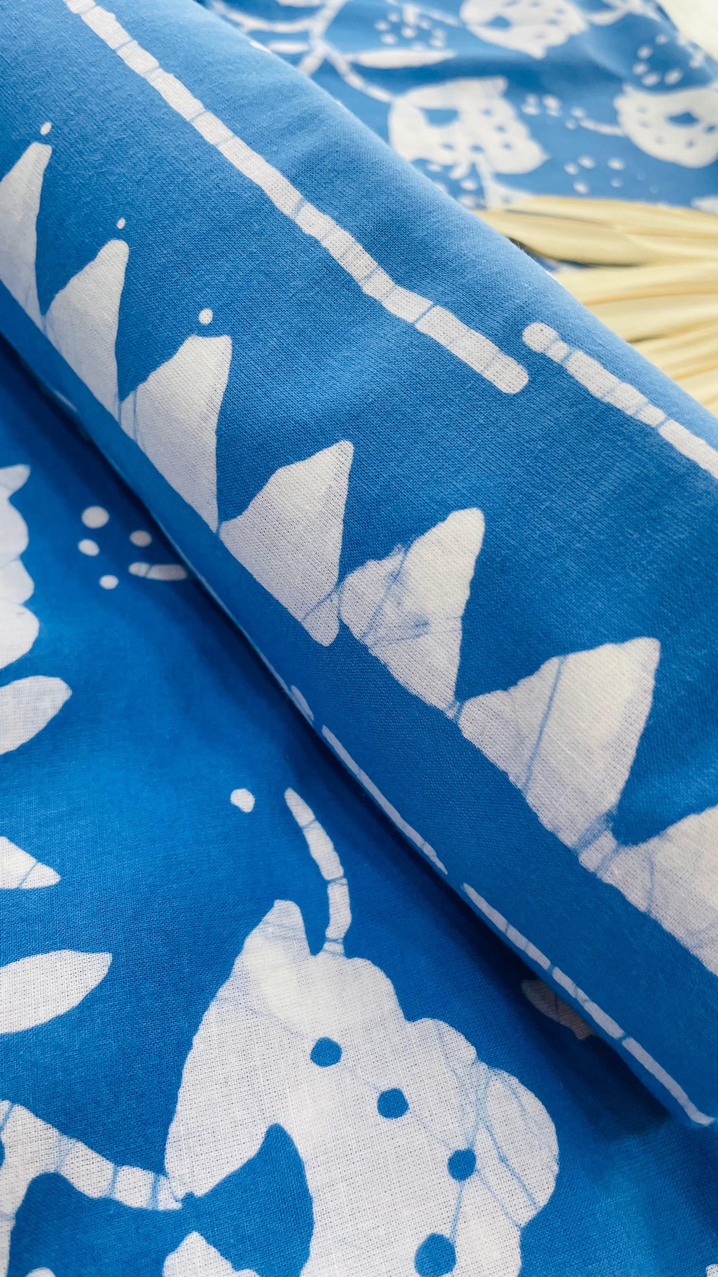 Soft Handblock Printed Cotton Salwar Suit with Mulmul Dupatta (BLUE)