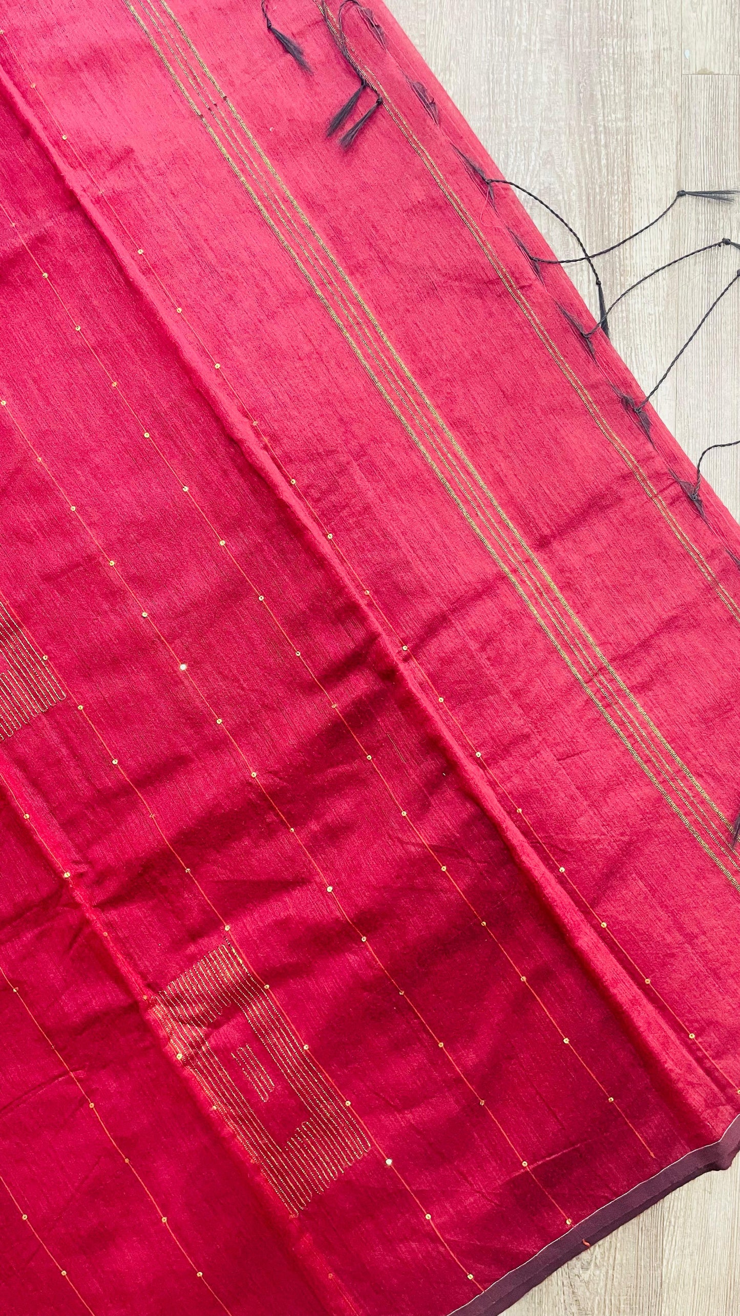 Cotton Saree with Sequins (MAROON)