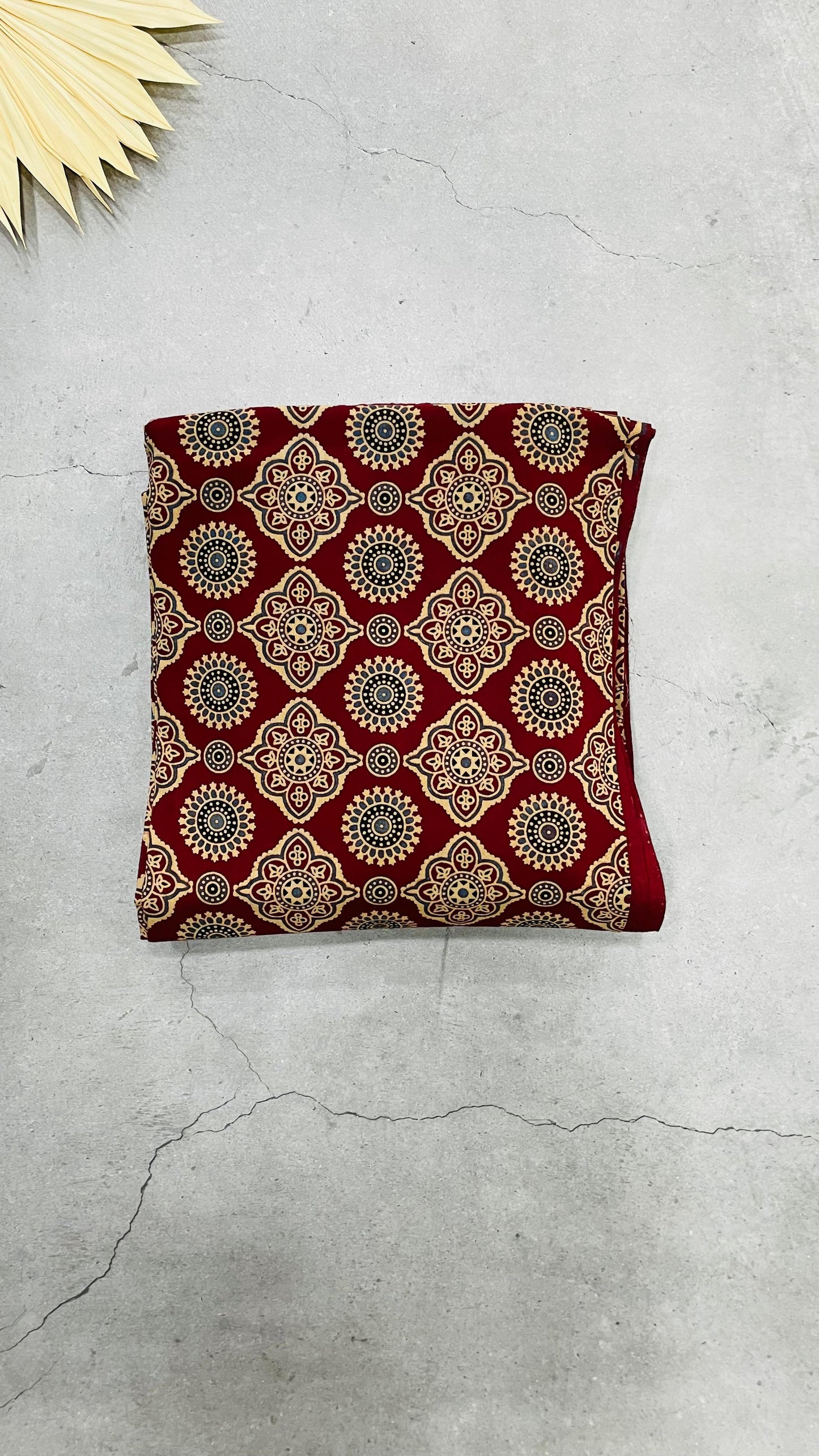 Soft Ajrakh Print Cotton Salwar Suit with Hand worked Dupatta (MAROON)