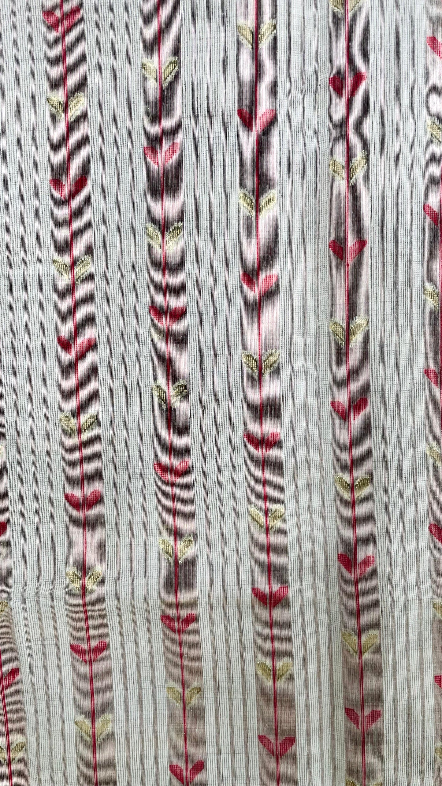 Soft Silk Cotton Jamdani Saree (CREAM & PEACH)