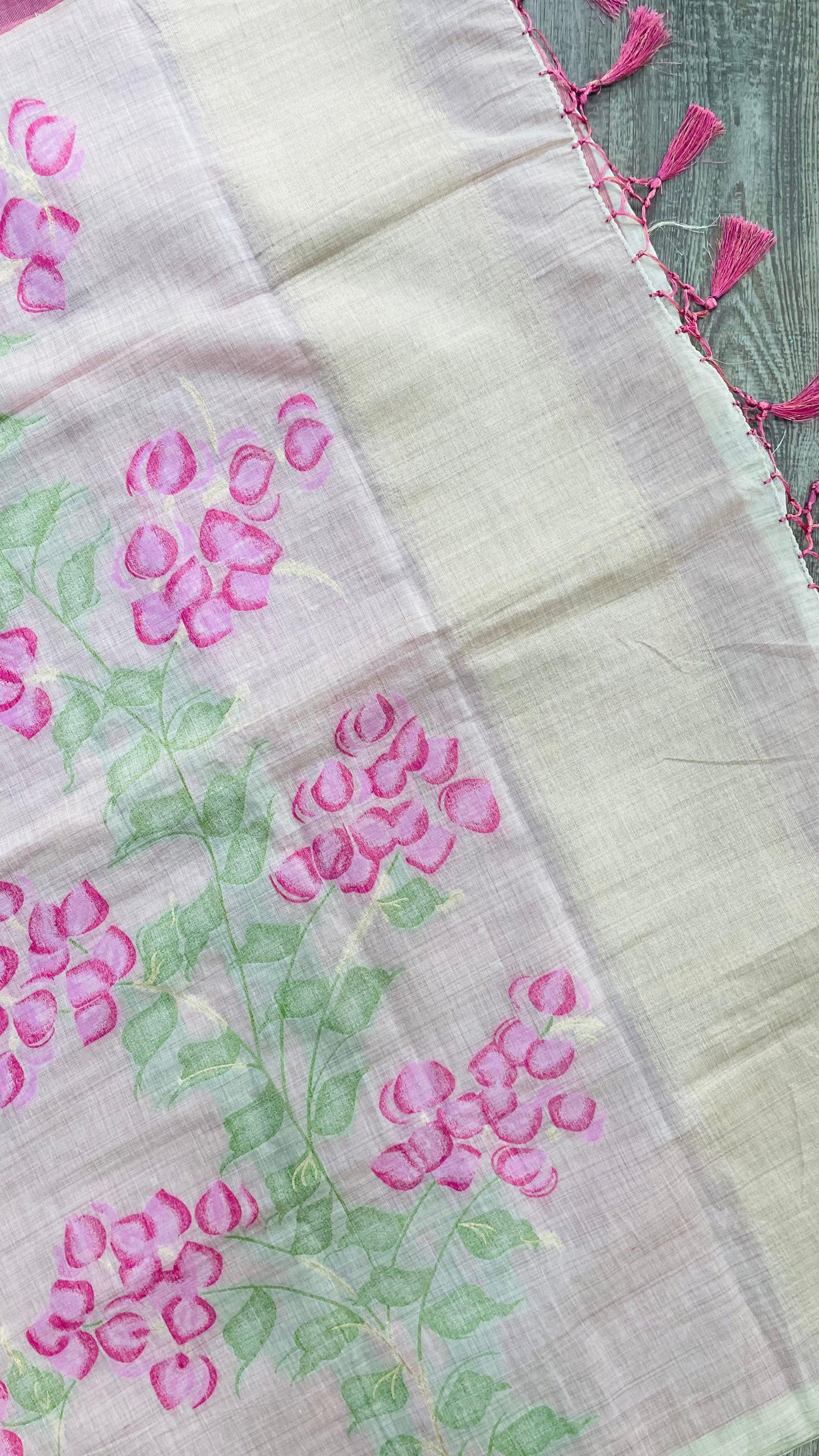 Soft Silk Cotton Floral weave Jamdani Saree (CREAM & PINK)