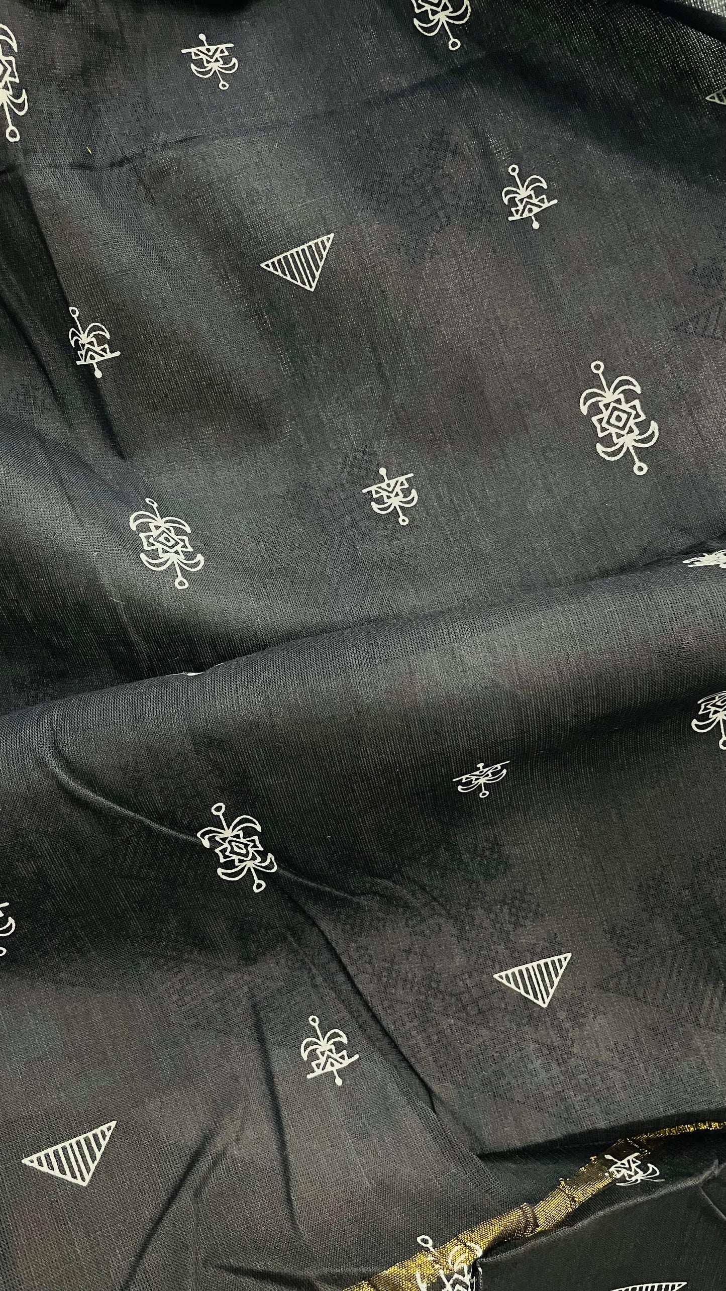 South Cotton Salwar Suit (GREY & BLACK)