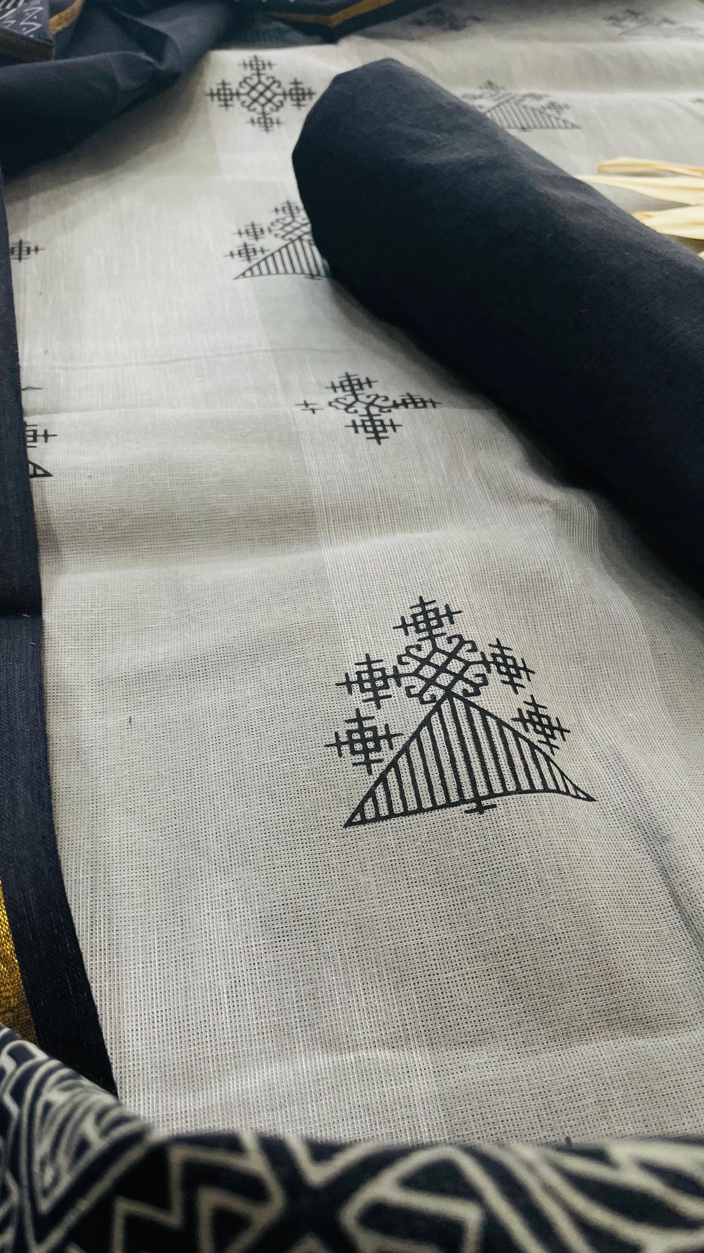 South Cotton Salwar Suit (GREY & BLACK)