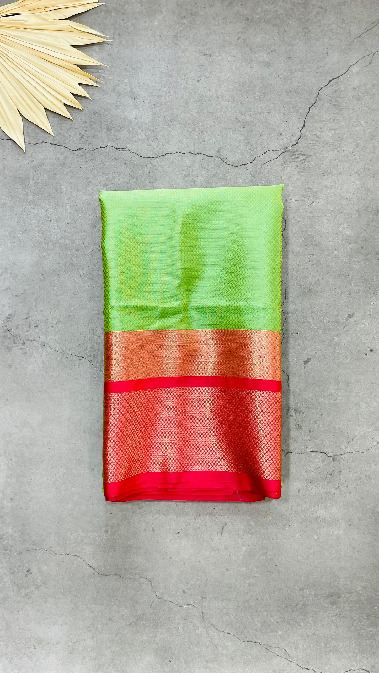 Soft Semi Raw Silk Saree with Zari woven (GREEN & PINK)