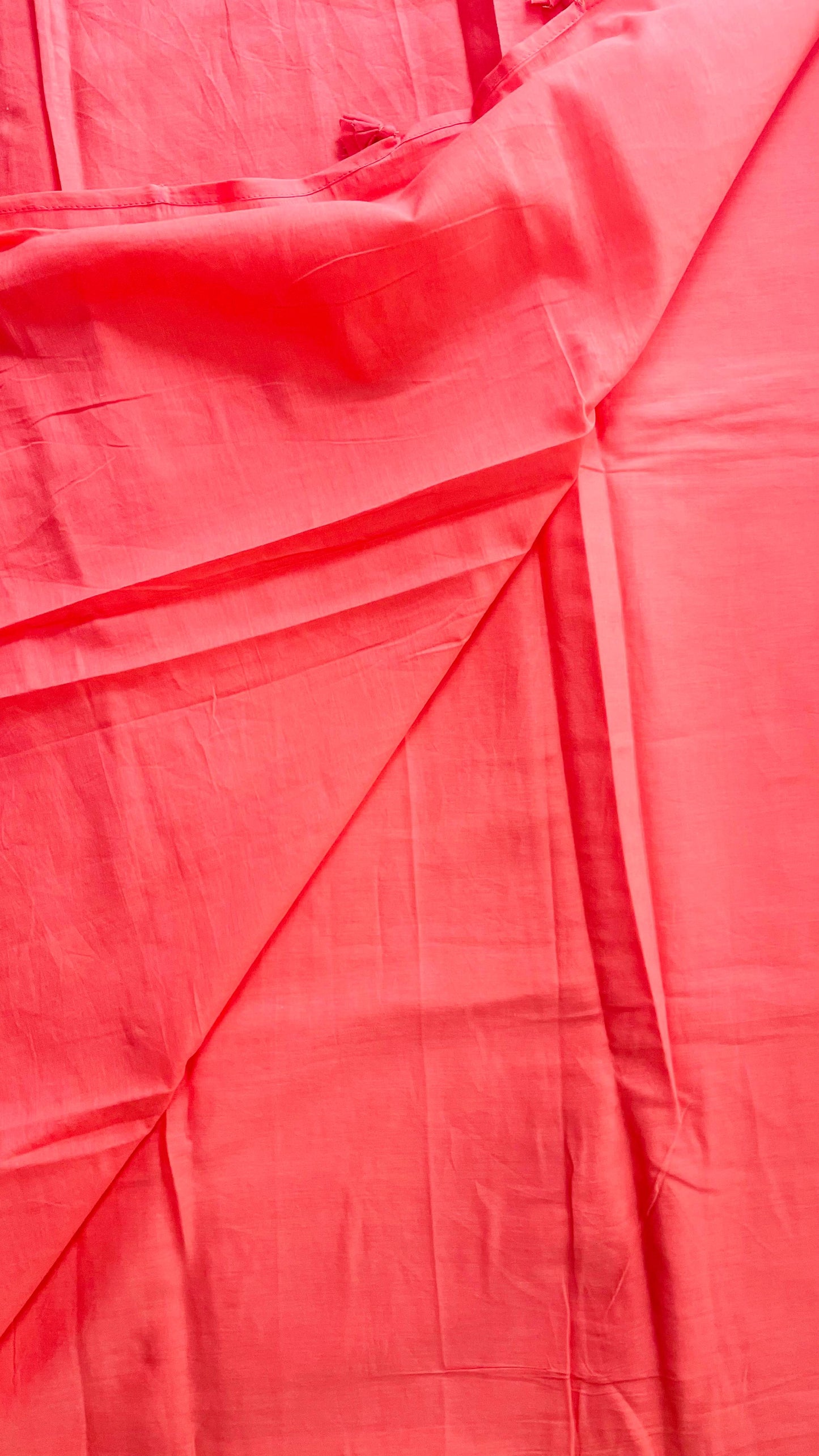 Plain Mul Cotton saree matched with Contrast Blouse (PEACH)