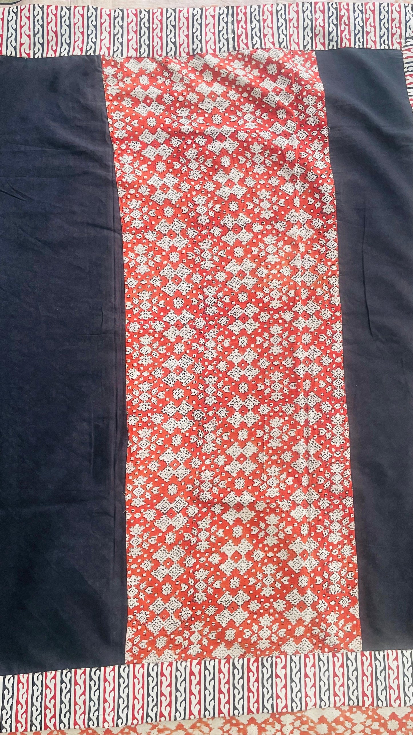 Soft Hand Block Printed Patch Mul Cotton Saree (BLACK)
