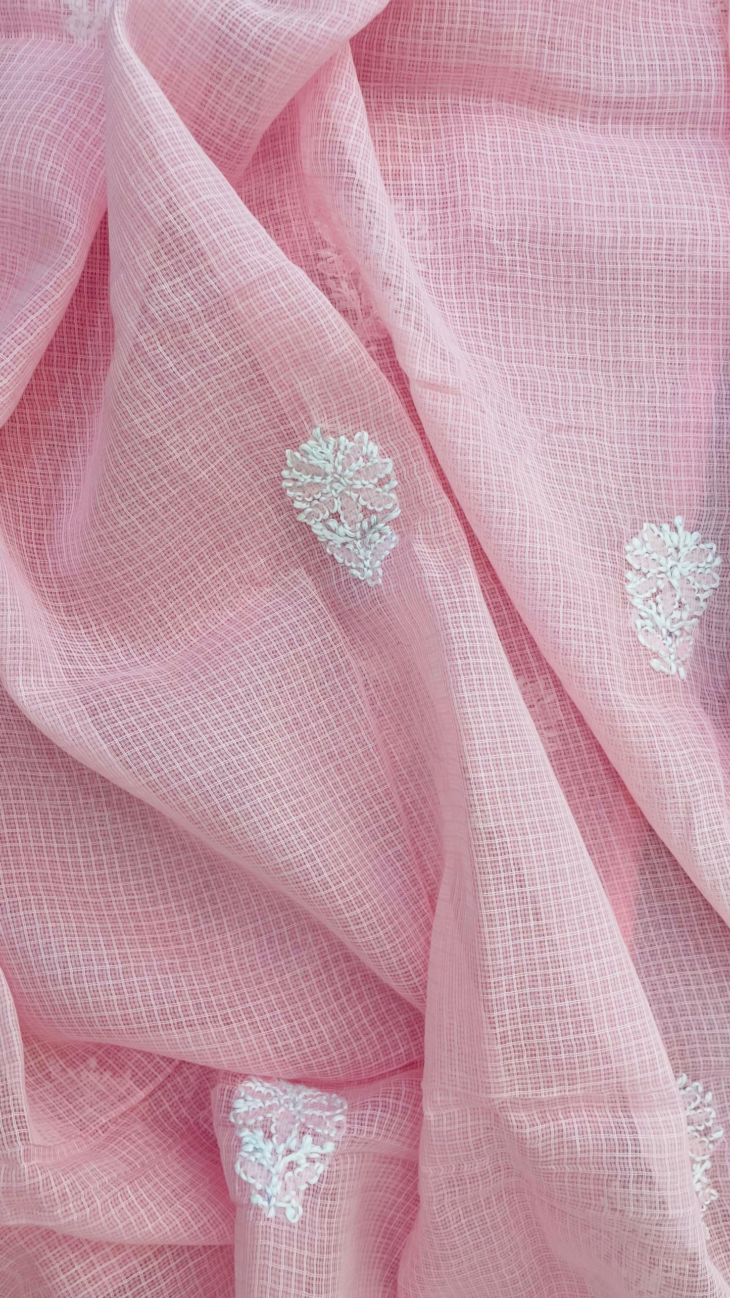 Lucknowi Hand Embroidery Kota Cotton Chikankari Salwar Suit (PINK)