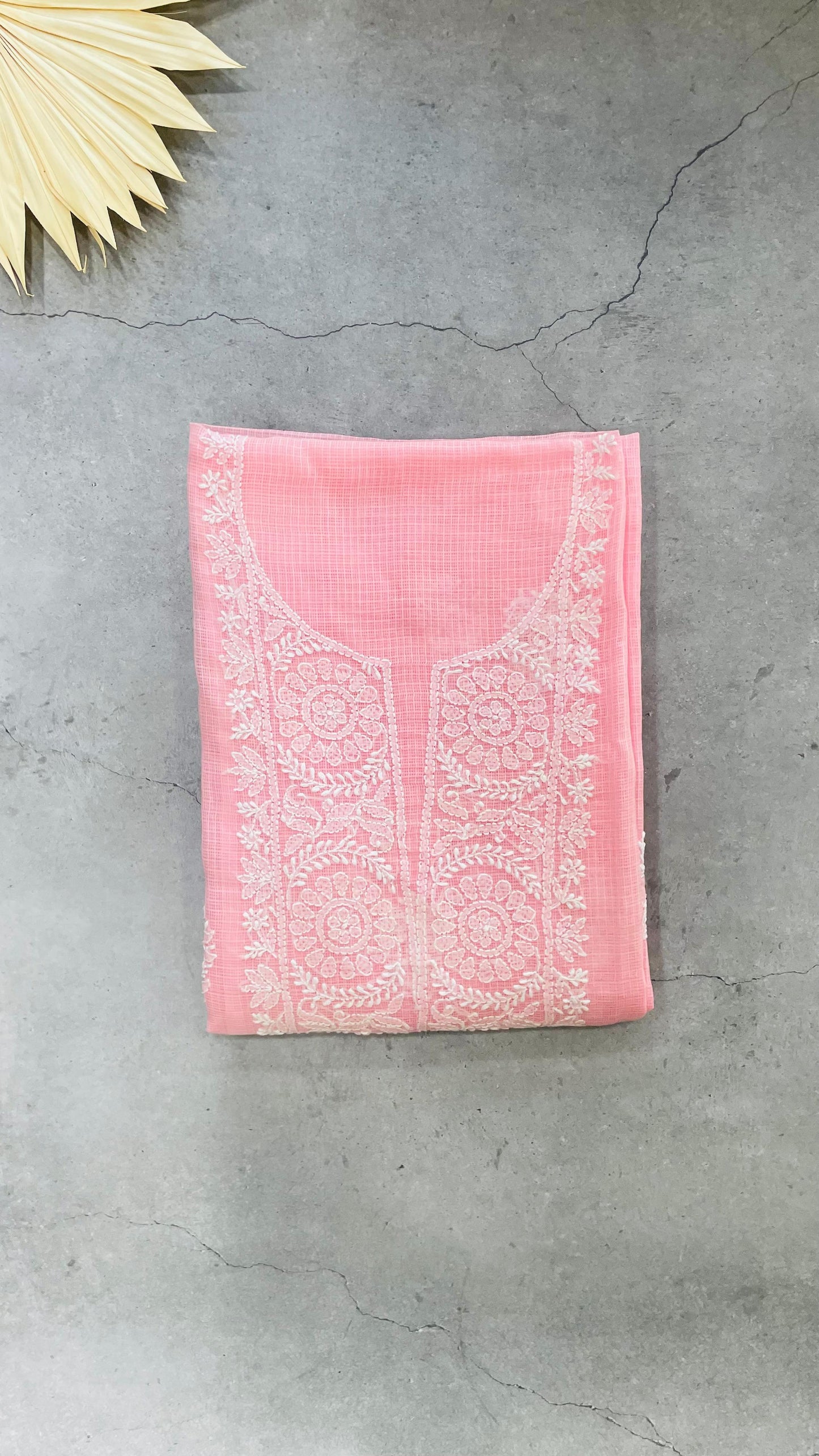 Lucknowi Hand Embroidery Kota Cotton Chikankari Salwar Suit (PINK)