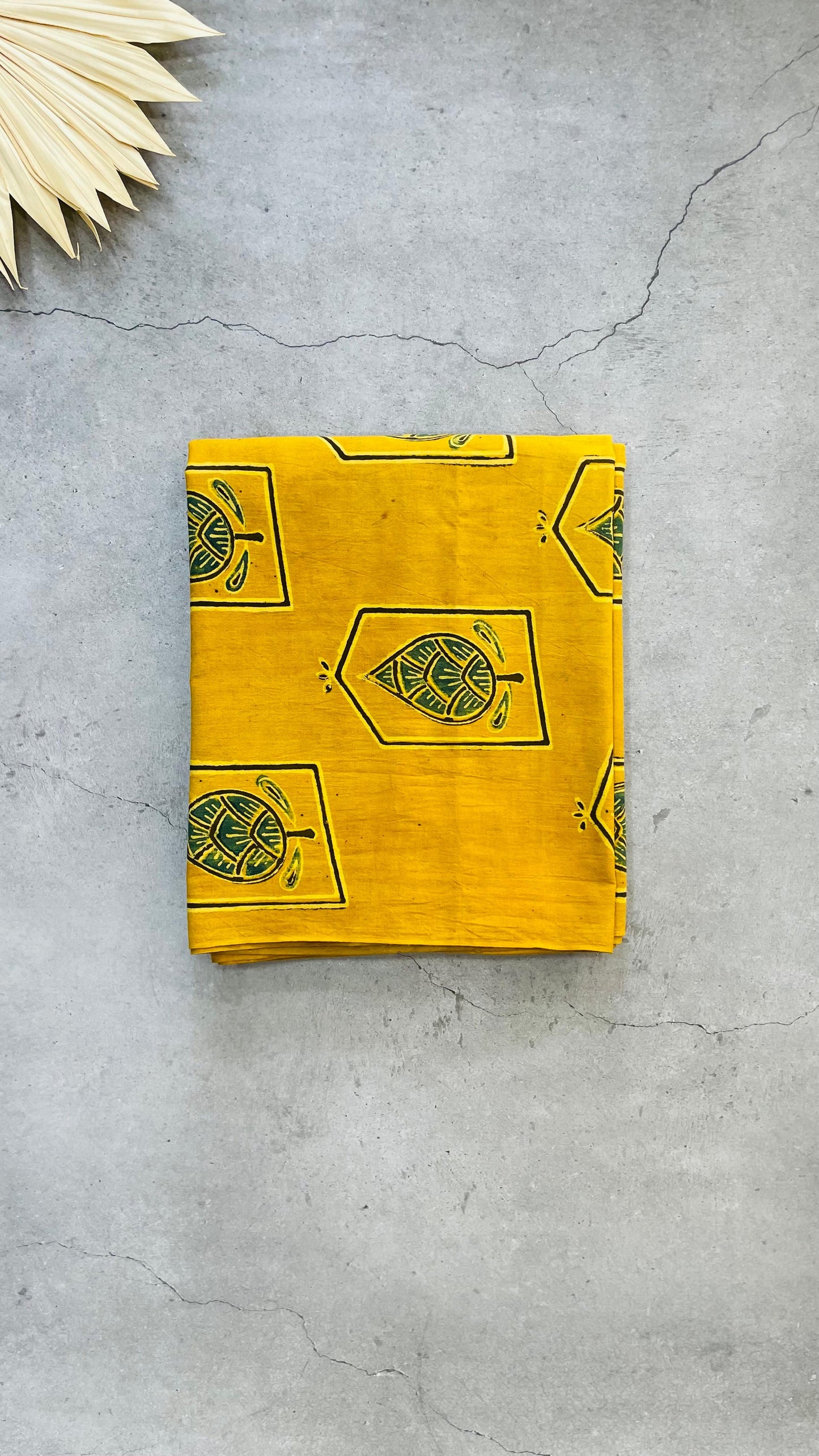 Soft Handblock Printed Cotton Salwar Suit with Mulmul Dupatta (MUSTARD & GREEN)