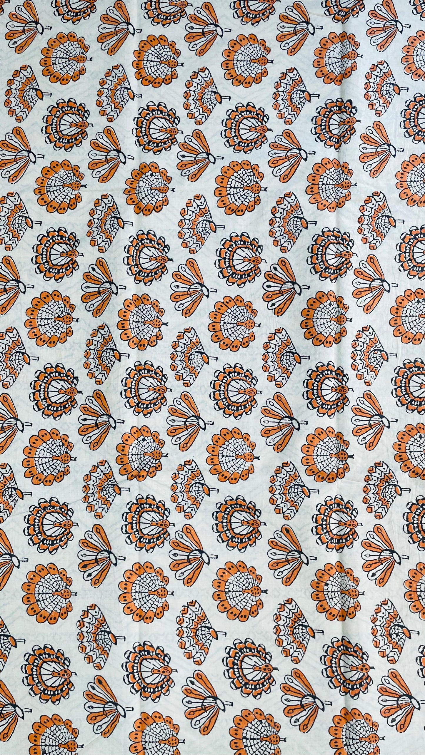 Soft Handblock Printed Cotton Saree (ORANGE)