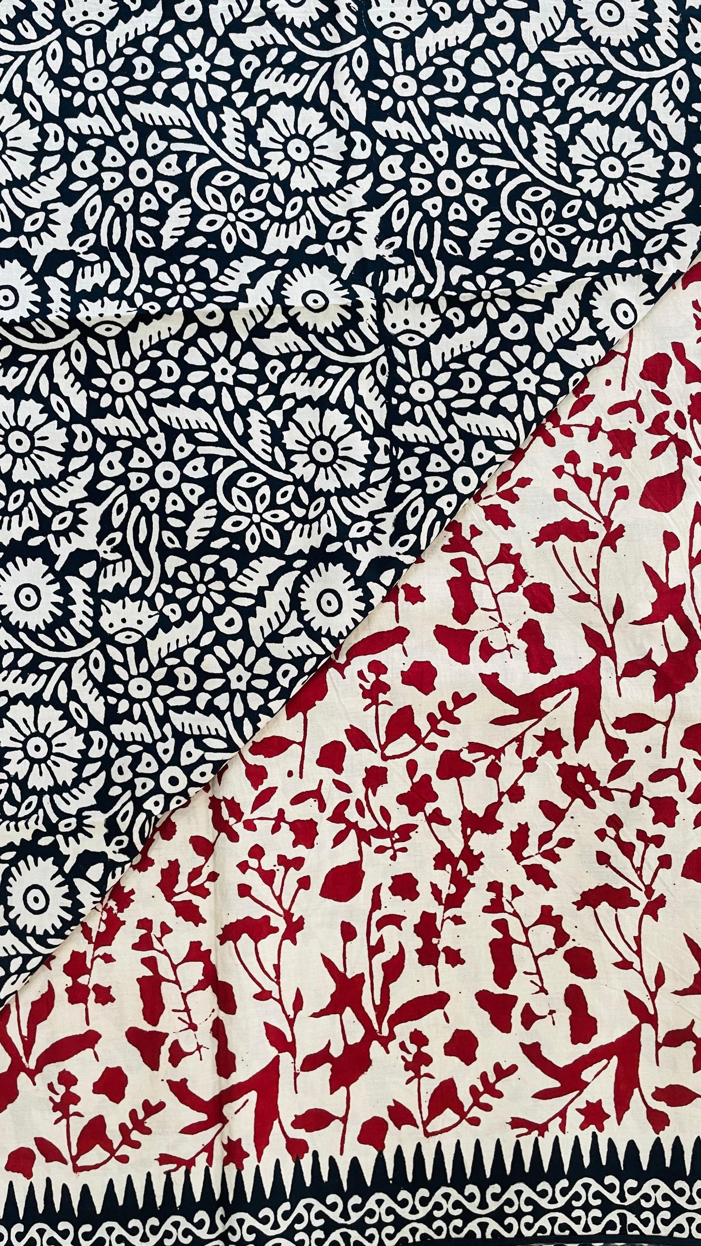 Soft Handblock Printed Cotton Saree (OFF WHITE & MAROON)