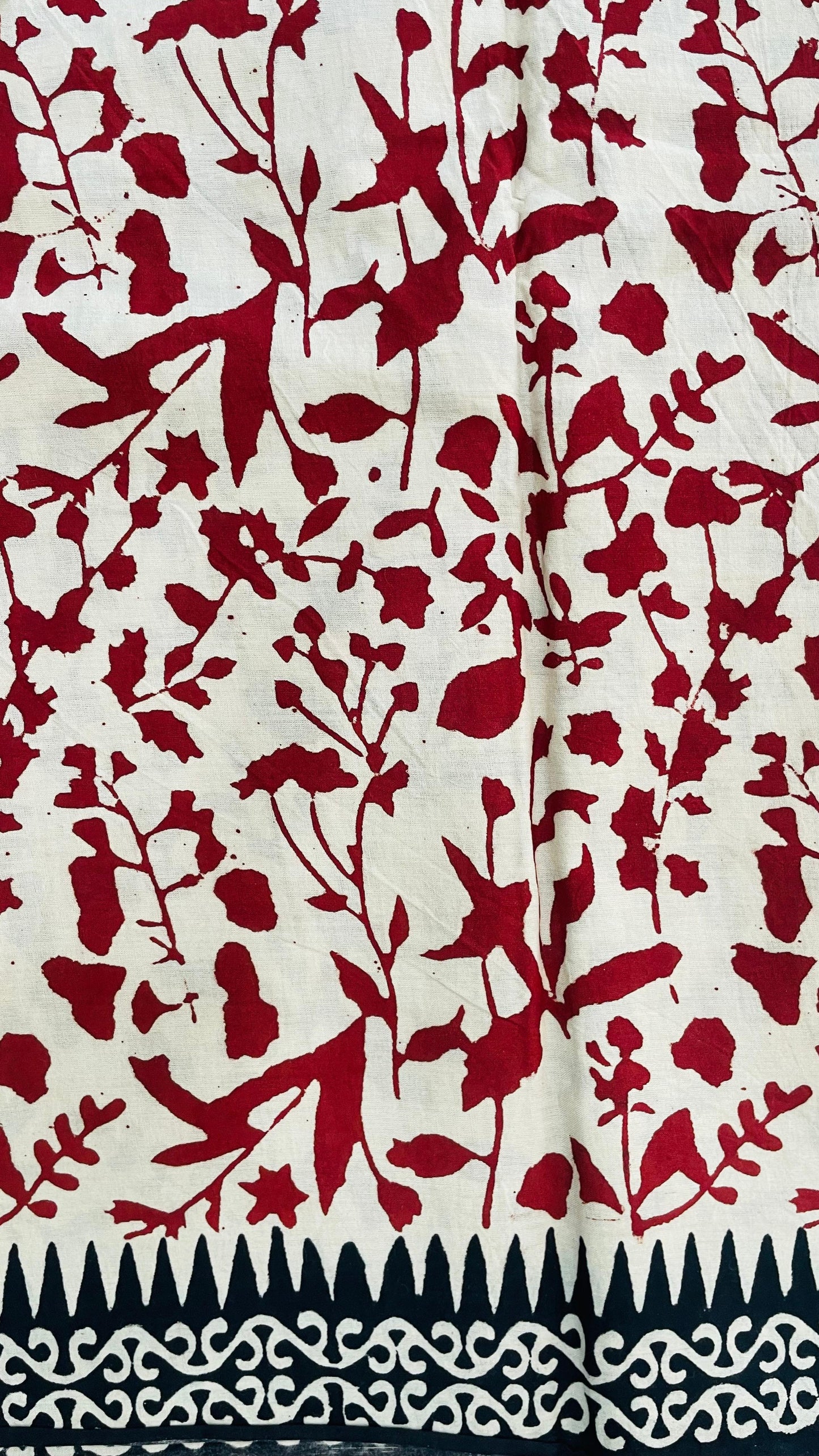 Soft Handblock Printed Cotton Saree (OFF WHITE & MAROON)