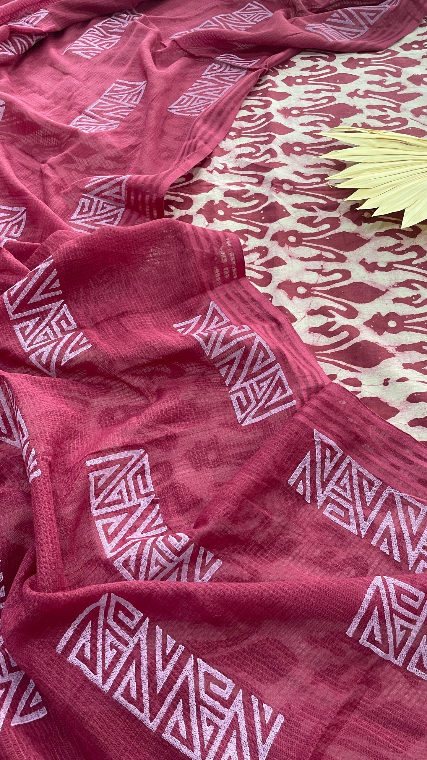 Soft Handblock Printed Cotton Salwar Suit with Mulmul Dupatta (PINK)