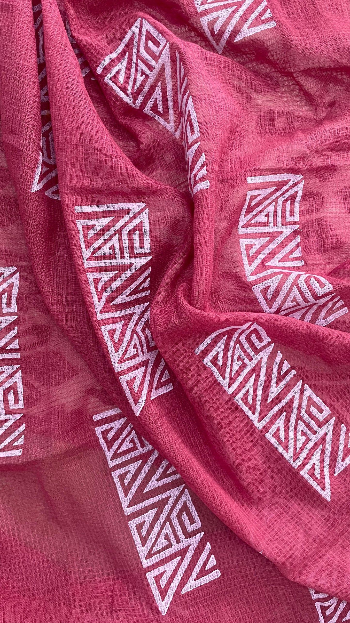Soft Handblock Printed Cotton Salwar Suit with Mulmul Dupatta (PINK)