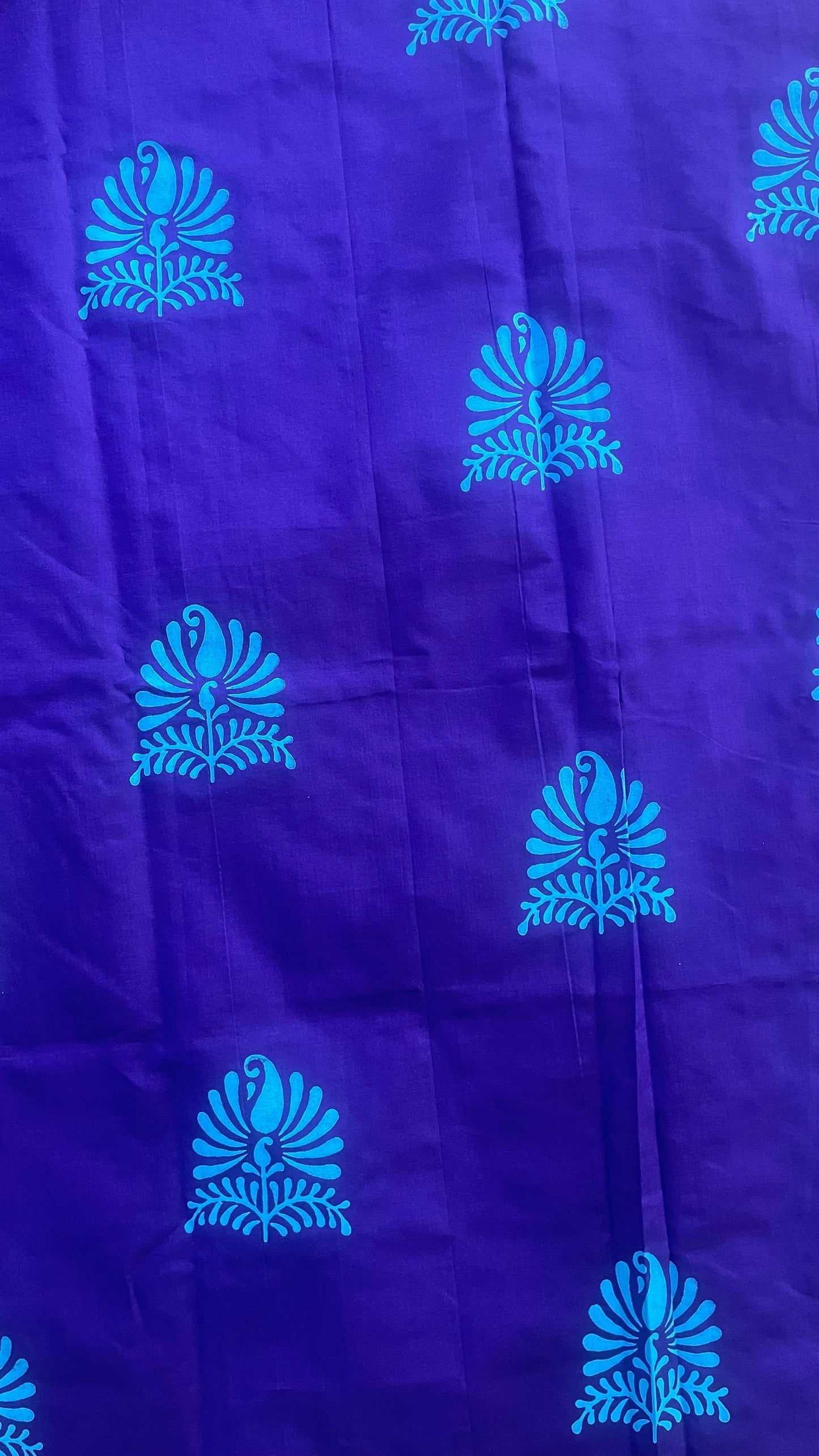 Soft Silk Cotton Hand block Printed Saree (PURPLE)