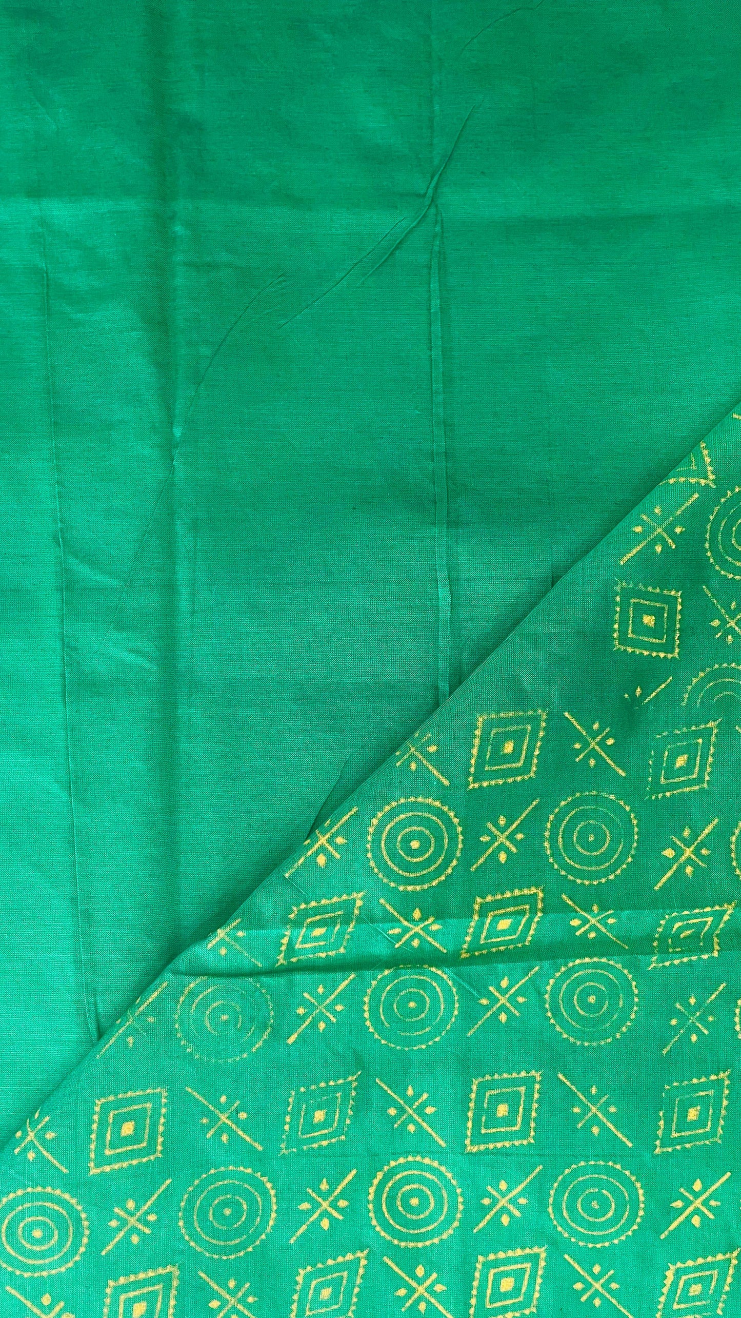 Soft Silk Cotton Hand block Printed Saree (LEAF GREEN)