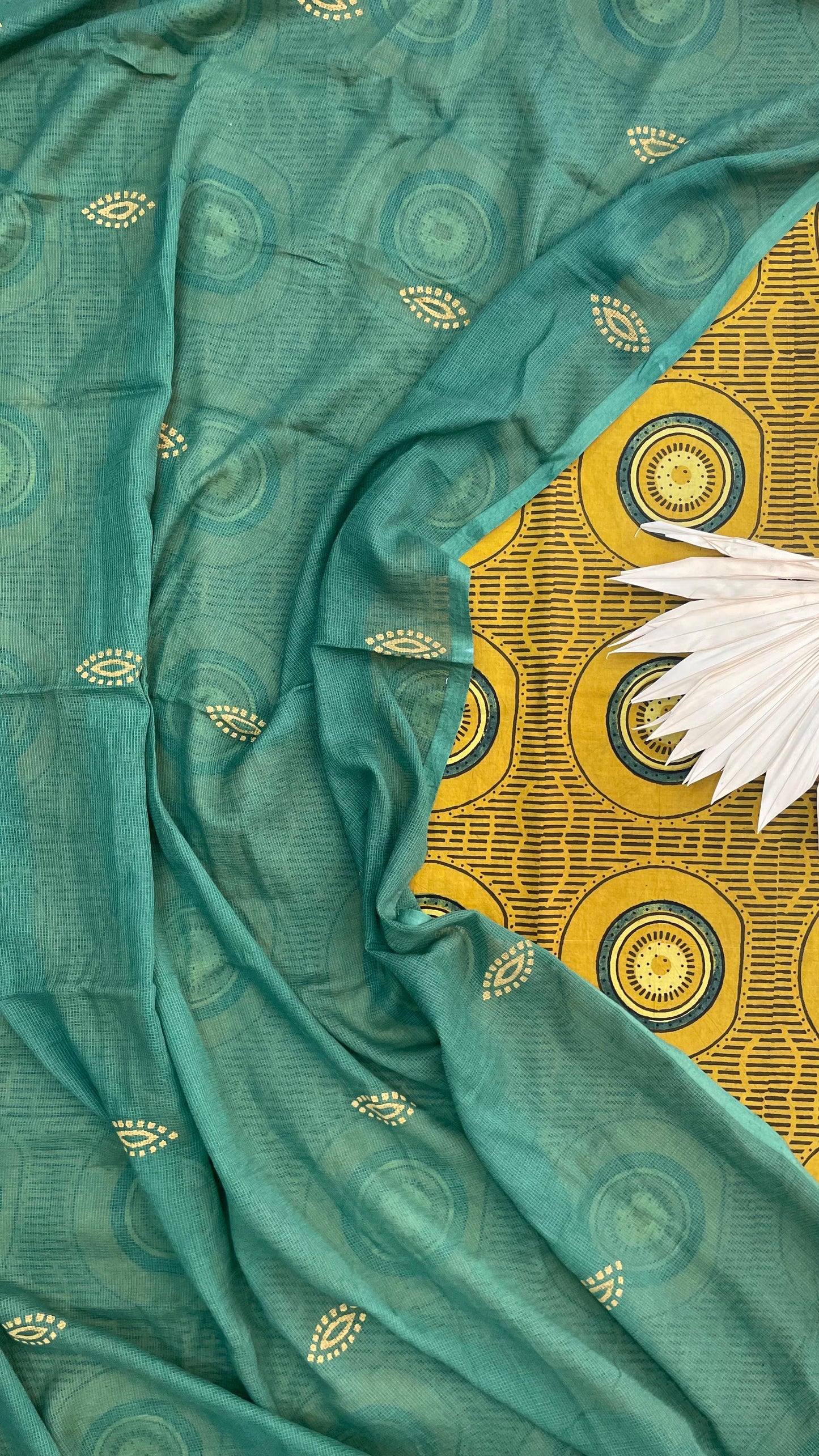 Pure Ajrak Salwar Suit with hand crafted Dupatta (GREEN & MUSTRAD)