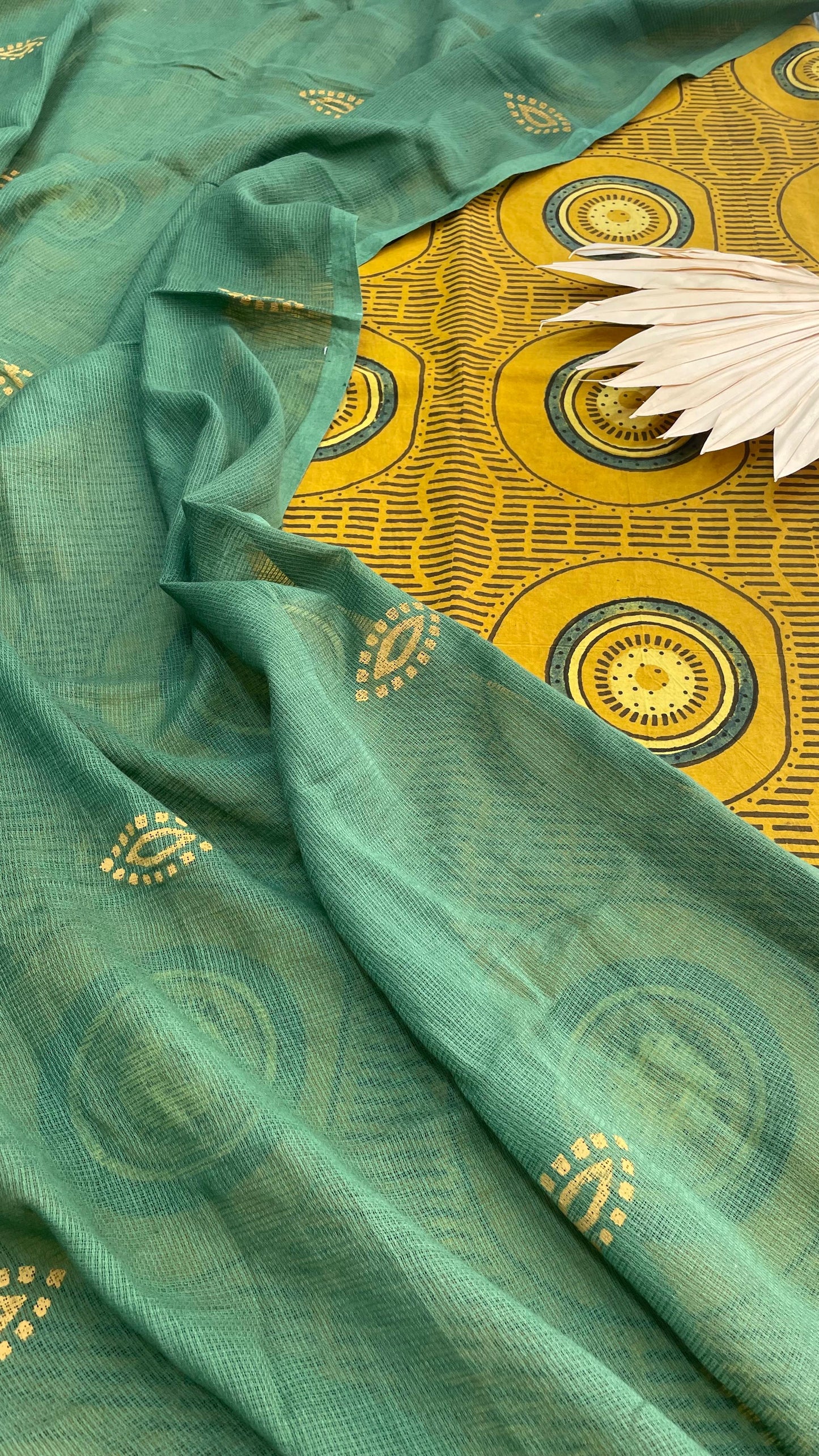 Pure Ajrak Salwar Suit with hand crafted Dupatta (GREEN & MUSTRAD)