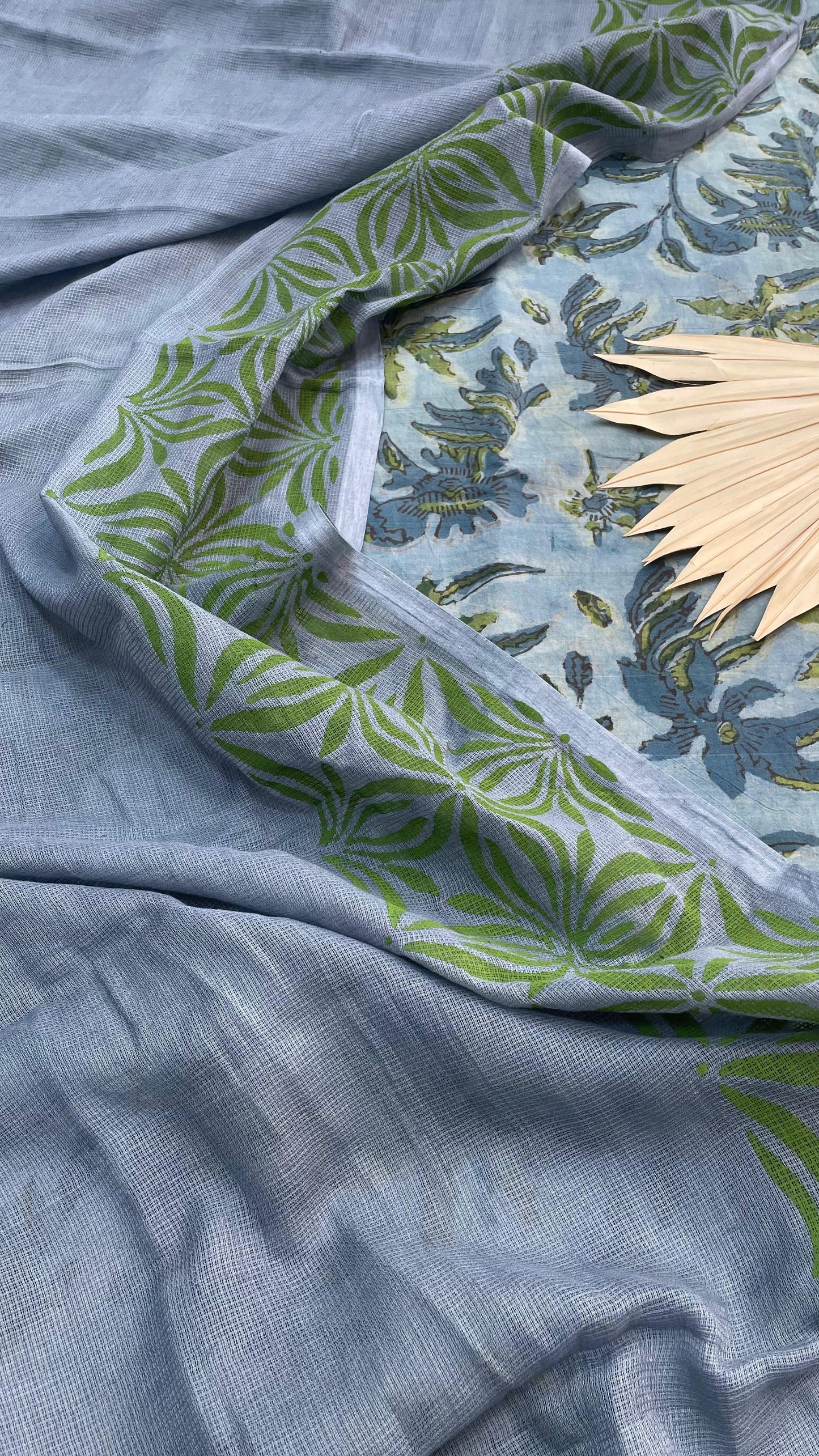 Cotton Salwar Suit with hand crafted Dupatta (GREY &BLUE)