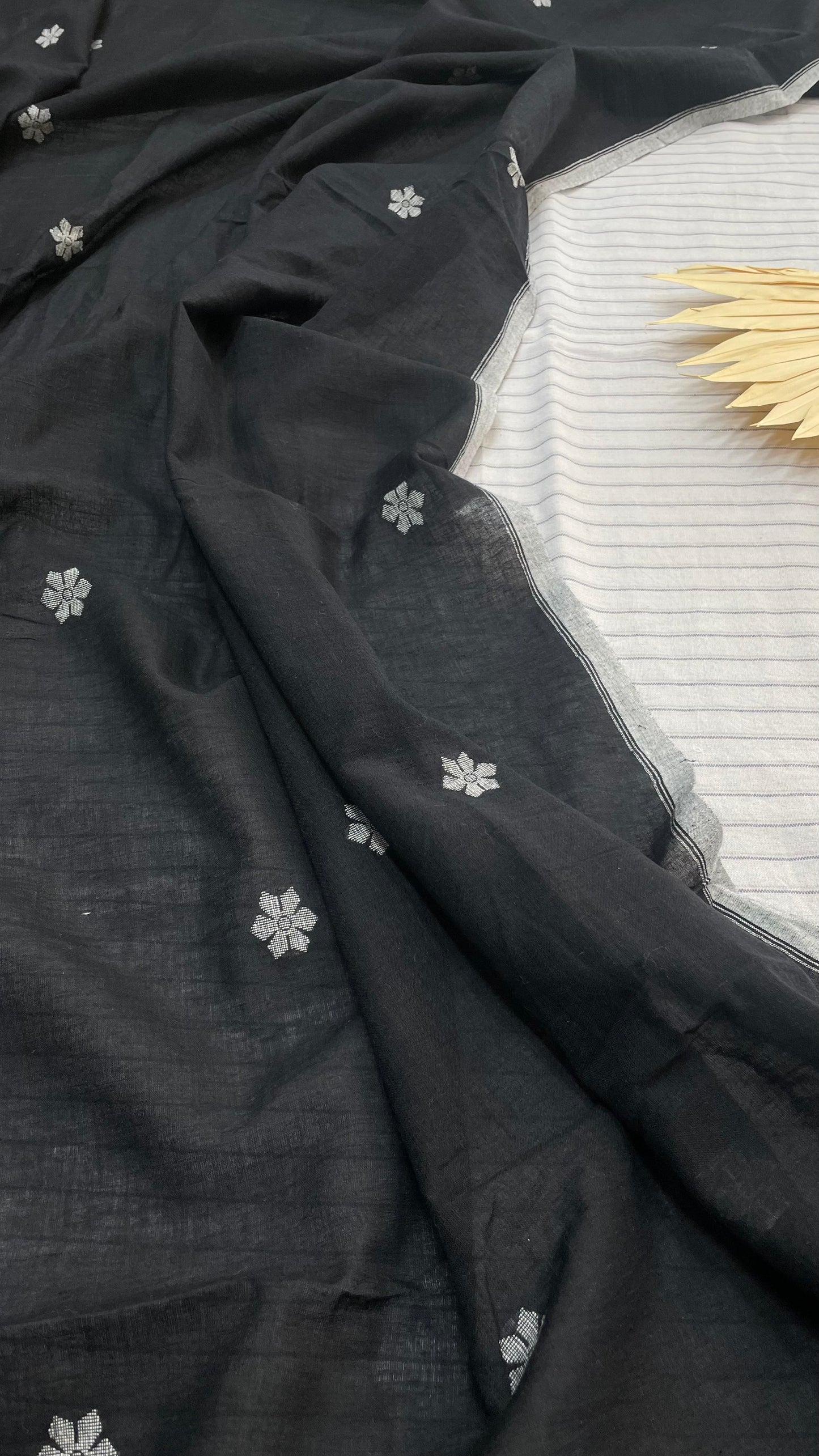 Handwoven Cotton Salwar Suit with Jamdani Dupatta ( OFF WHITE & BLACK)