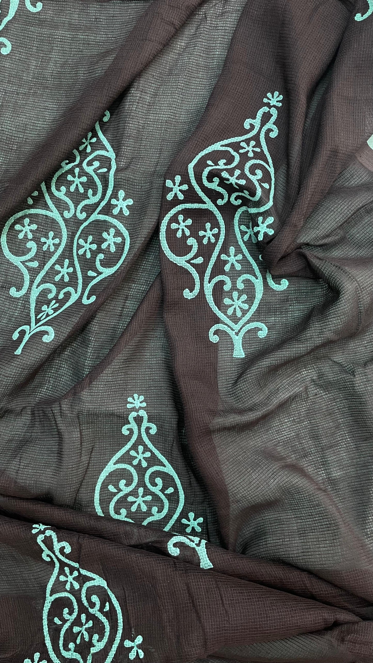 Mangalgiri Cotton Salwar Suit with hand crafted Dupatta ( LIGHT GREEN & BLACK )