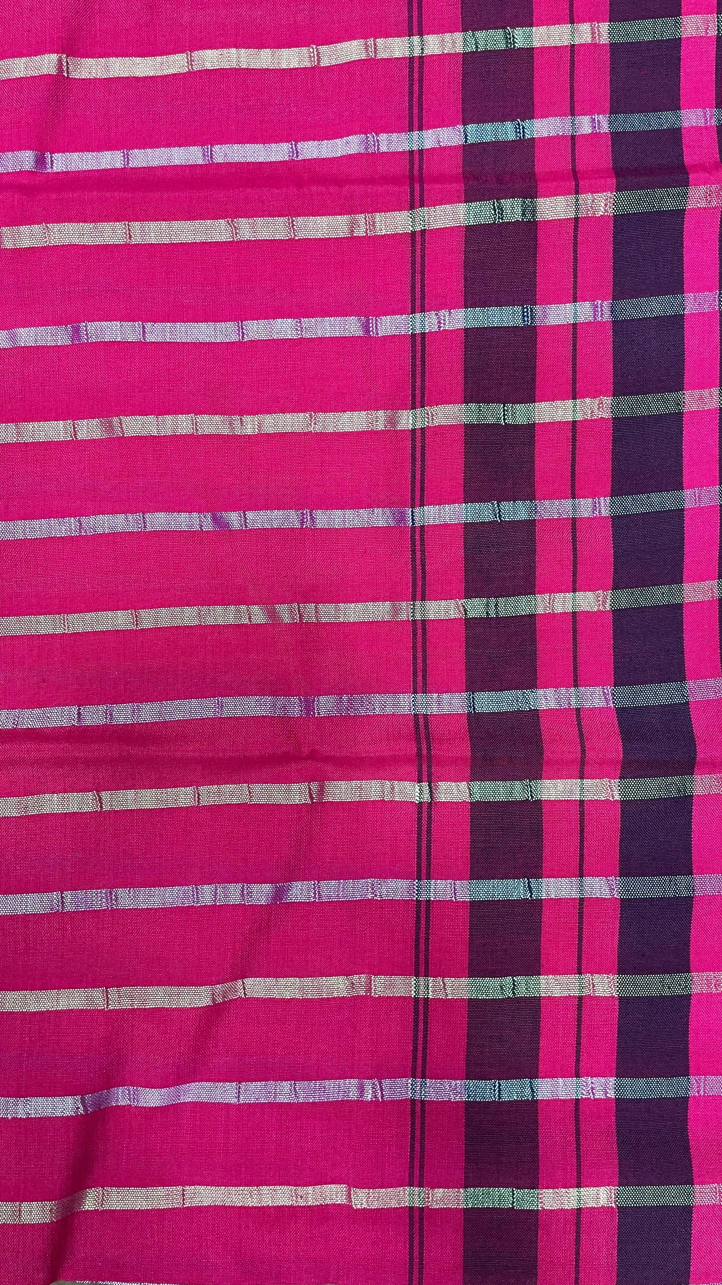 Premium Handwoven Cotton Saree with Silver Zari on Pallu (PINK)