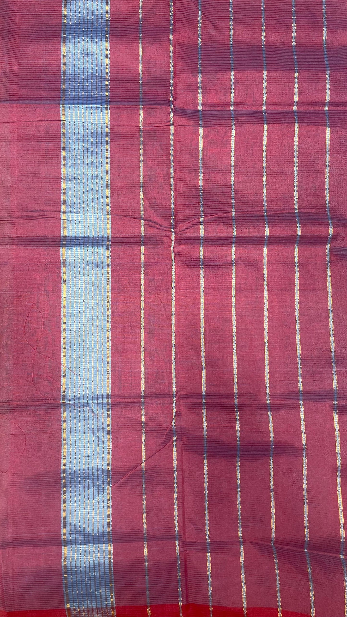 Handwoven Mangalagiri Semi Silk Cotton Saree (SAPPHIRE BLUE & MAROON)