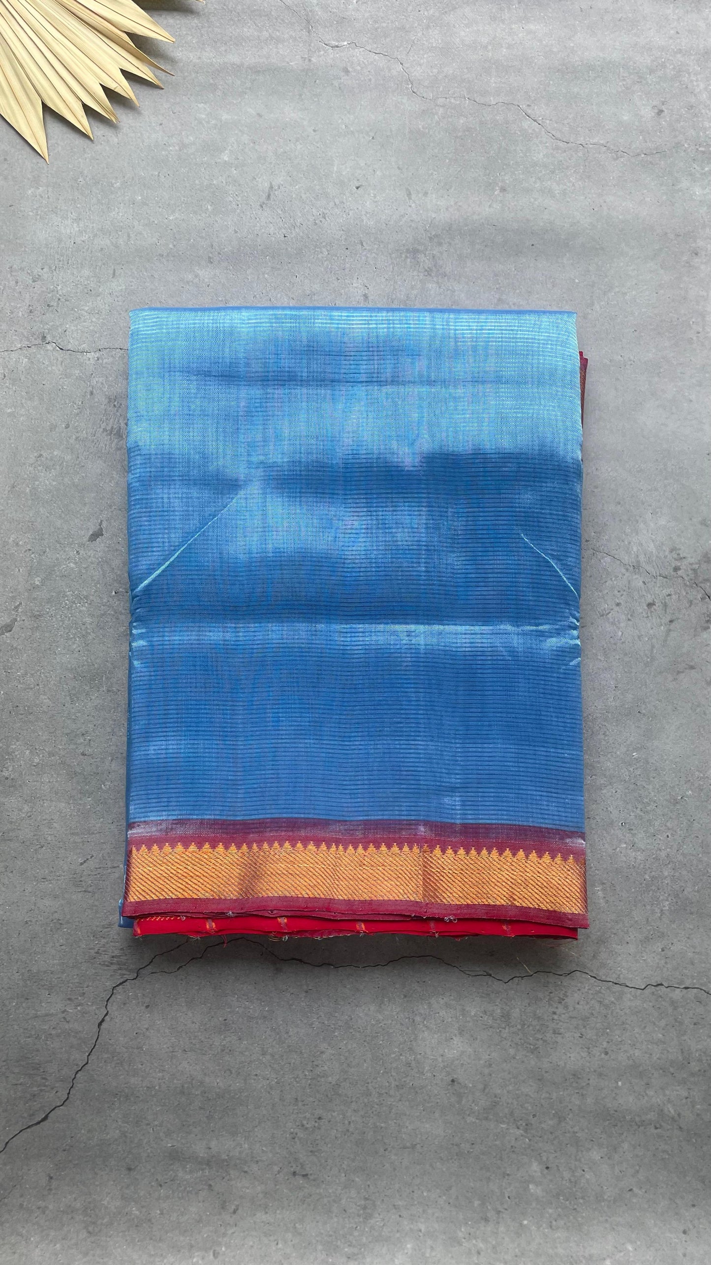 Handwoven Mangalagiri Semi Silk Cotton Saree (SAPPHIRE BLUE & MAROON)