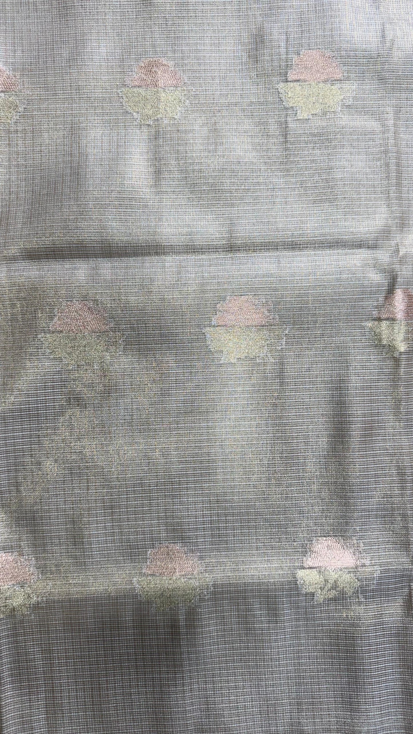 Kota Tissue Saree with Motiffs & Zari Border (CREAM)