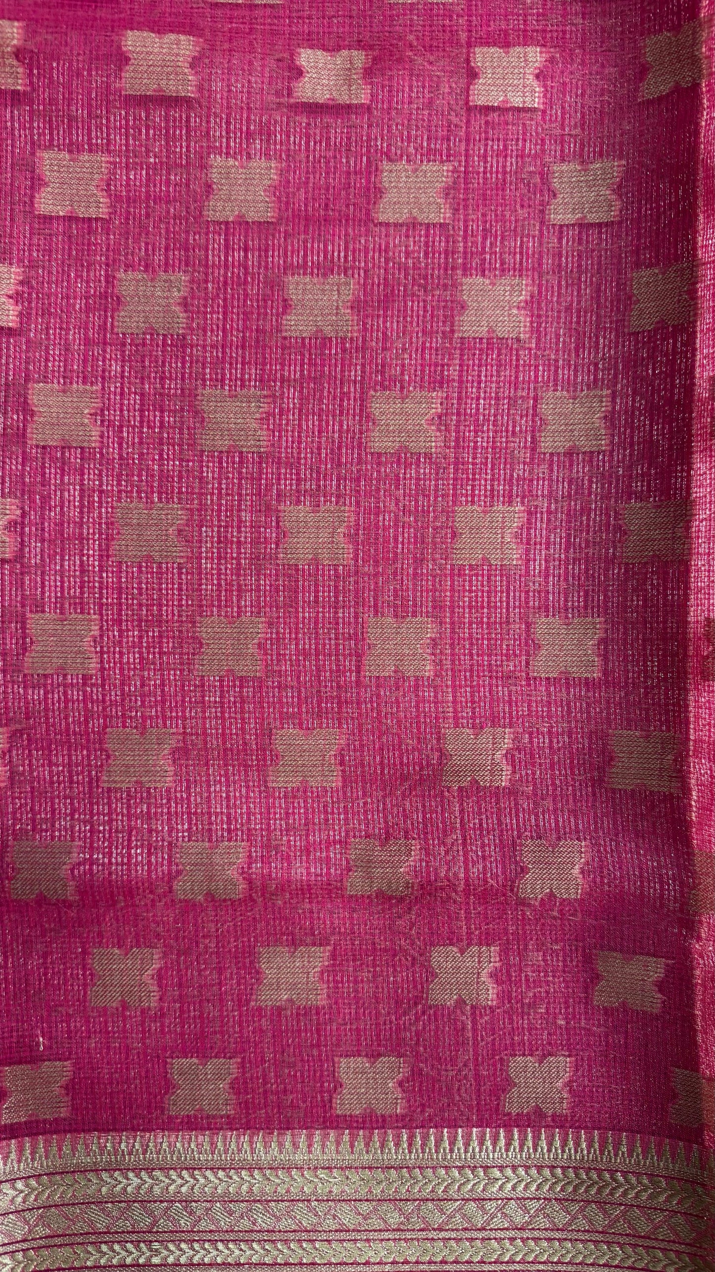 Kota Silk Cotton Saree with Floral Jacquard Zari Weave All Over (RANI PINK)