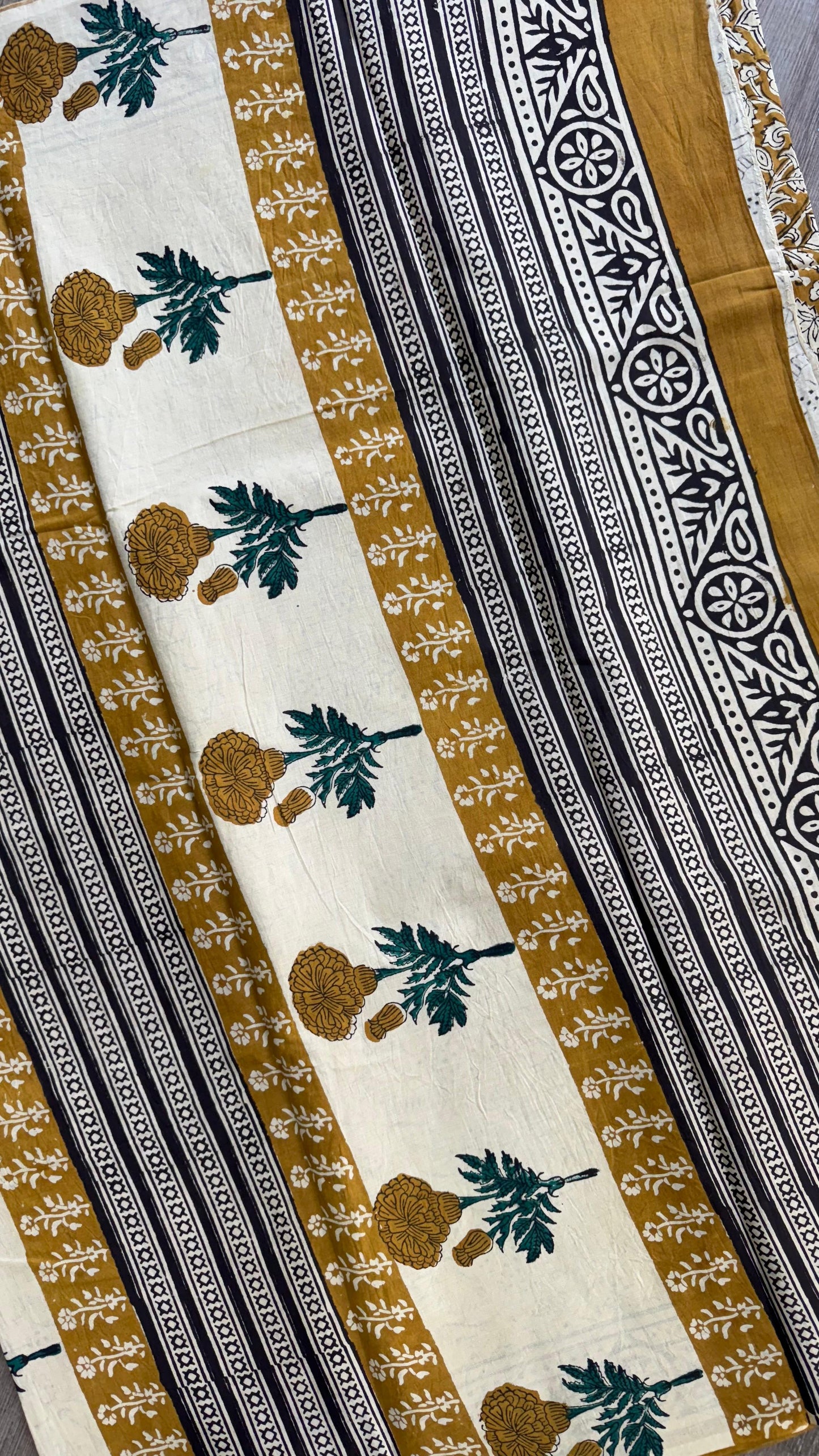 Soft Handblock Printed Cotton Saree (LIGHT BROWN)