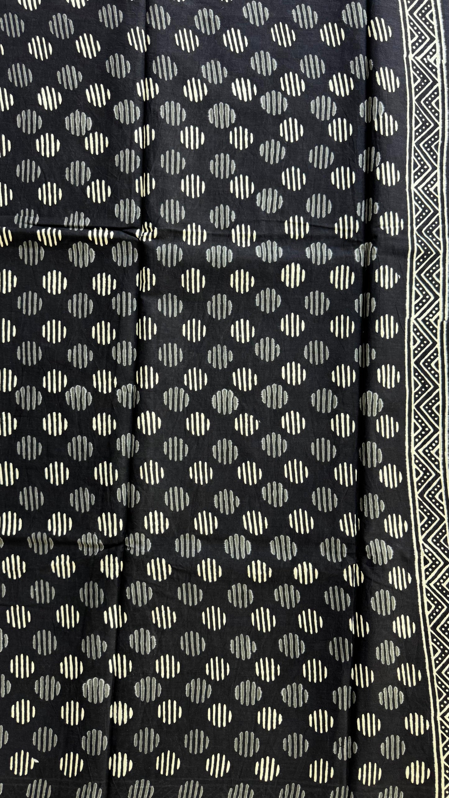 Soft Handblock Printed Cotton Saree (BLACK)