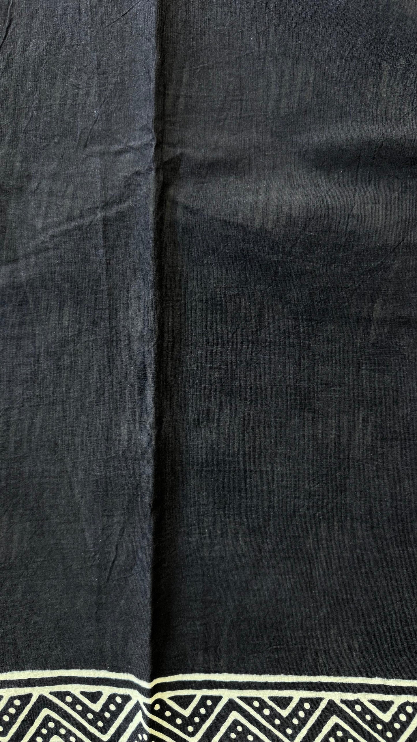 Soft Handblock Printed Cotton Saree (BLACK)