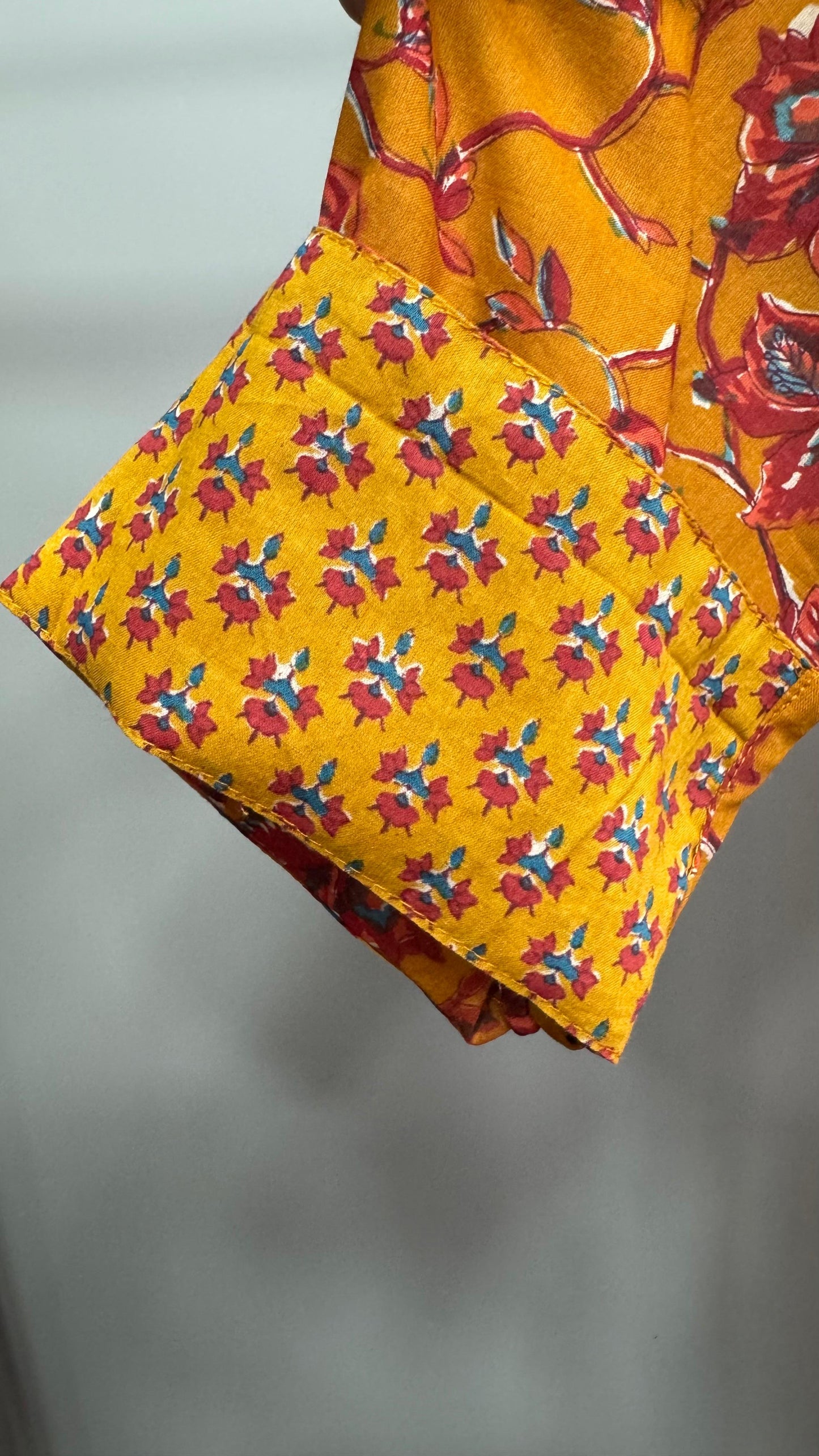 Floral Print Mulmul Kurti (MUSTARD ORANGE)