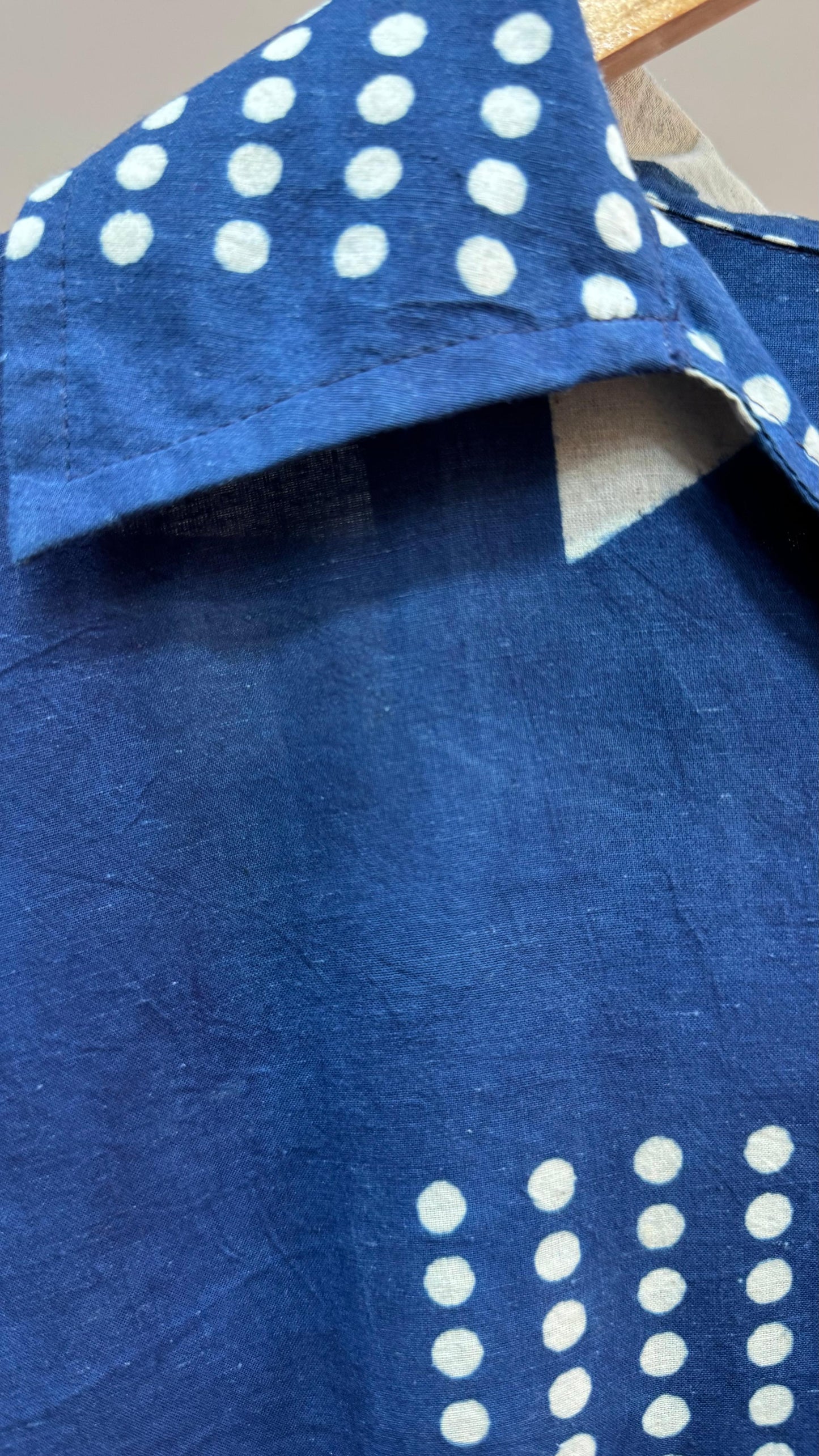 Mulmul Cotton Indigo Printed Shapes Kurti (INDIGO)