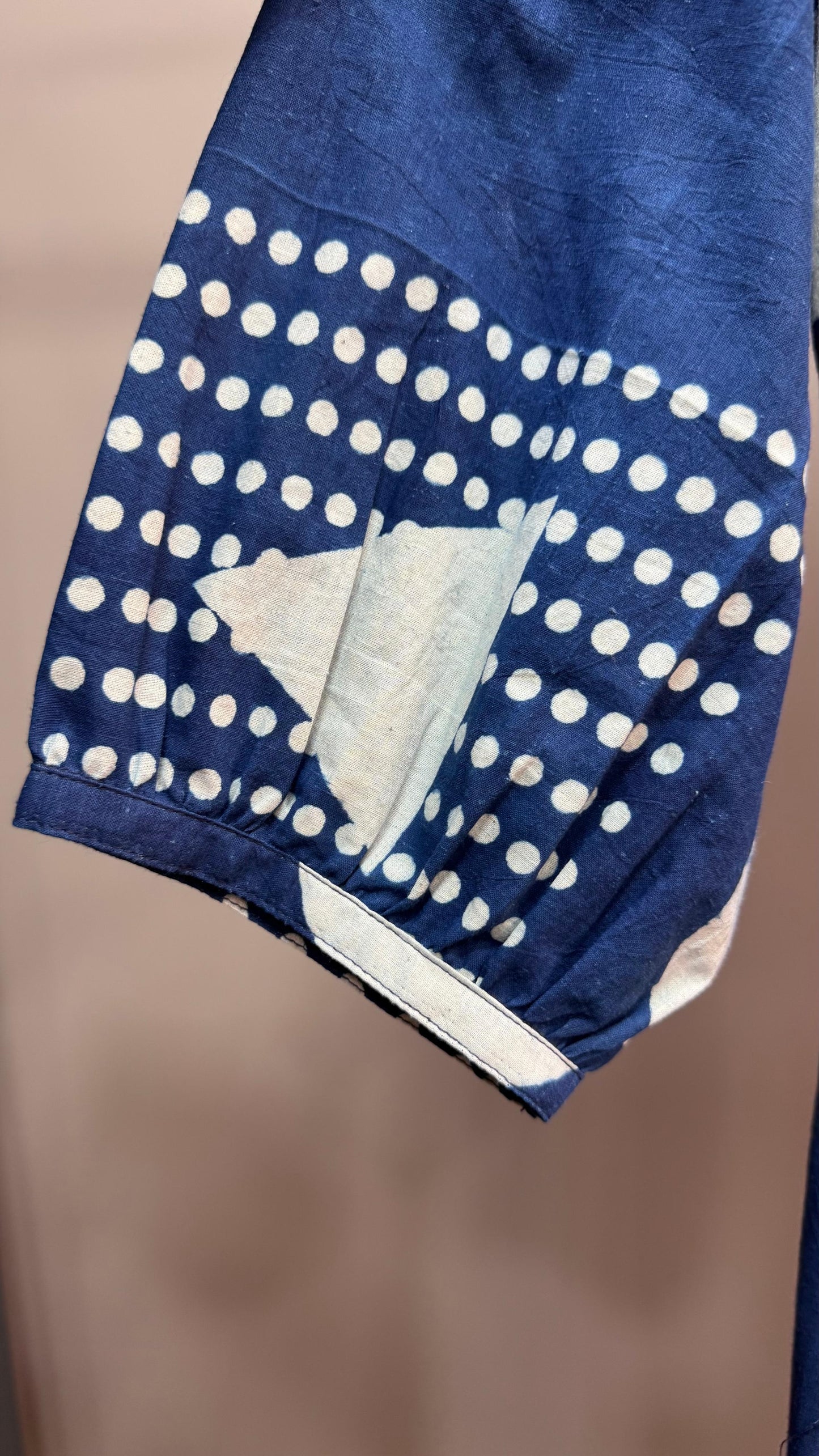 Mulmul Cotton Indigo Printed Shapes Kurti (INDIGO)