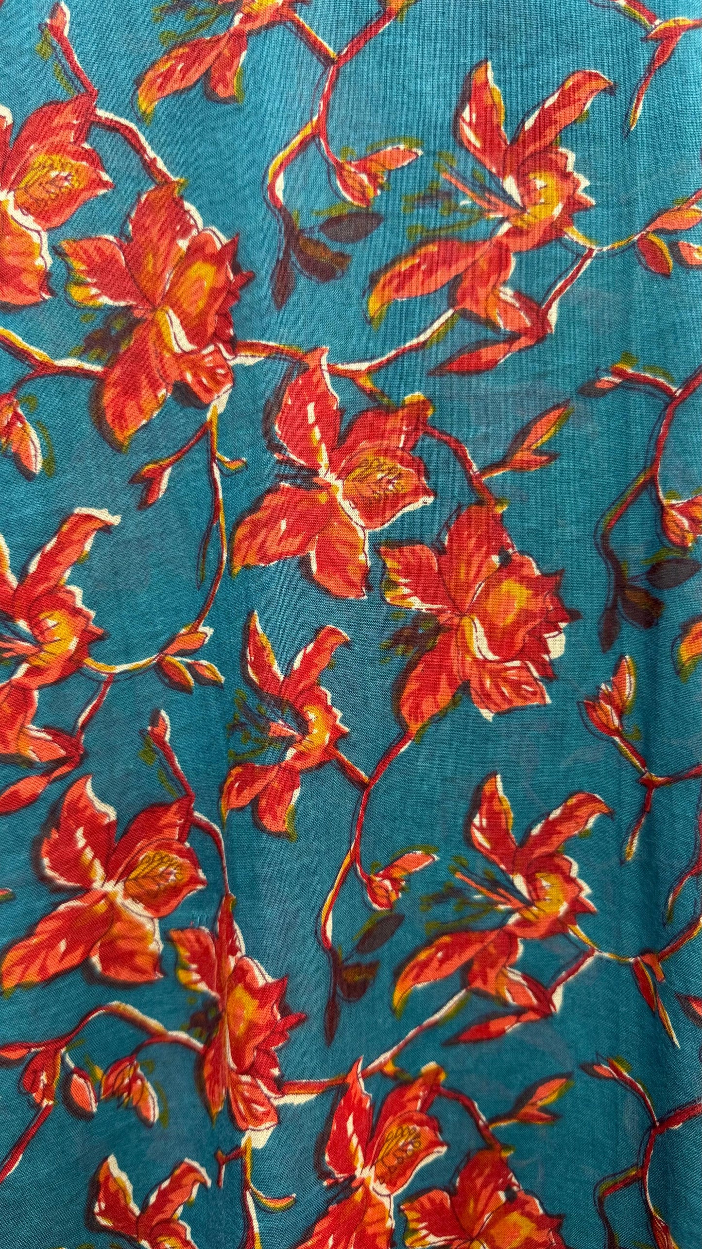 Floral Print Mulmul Kurti (AQUA BLUE)