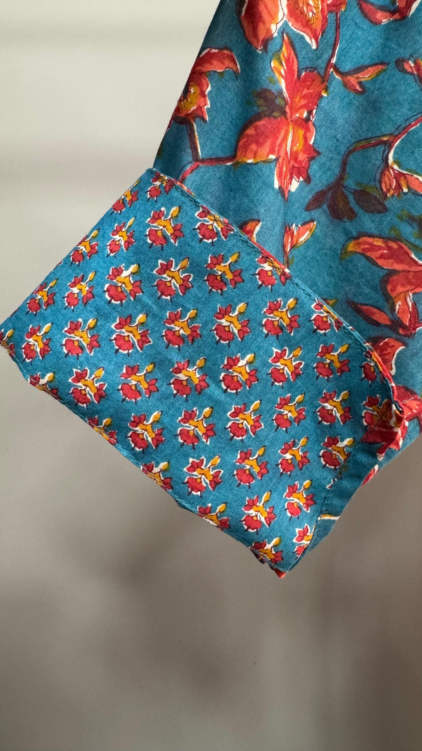 Floral Print Mulmul Kurti (AQUA BLUE)