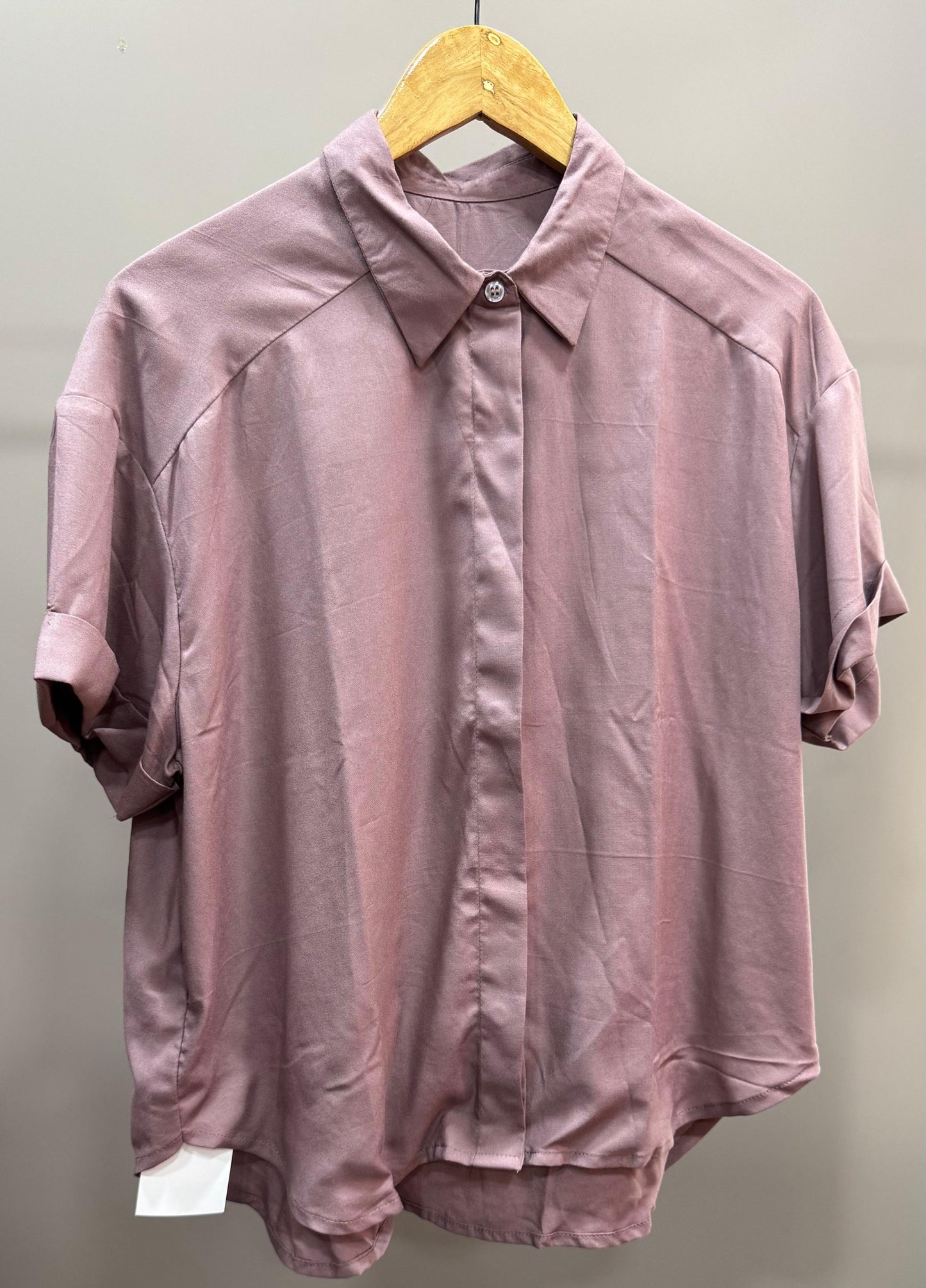 Collared Boxy Fit Solid Shirt for Women(ROSE GOLD)